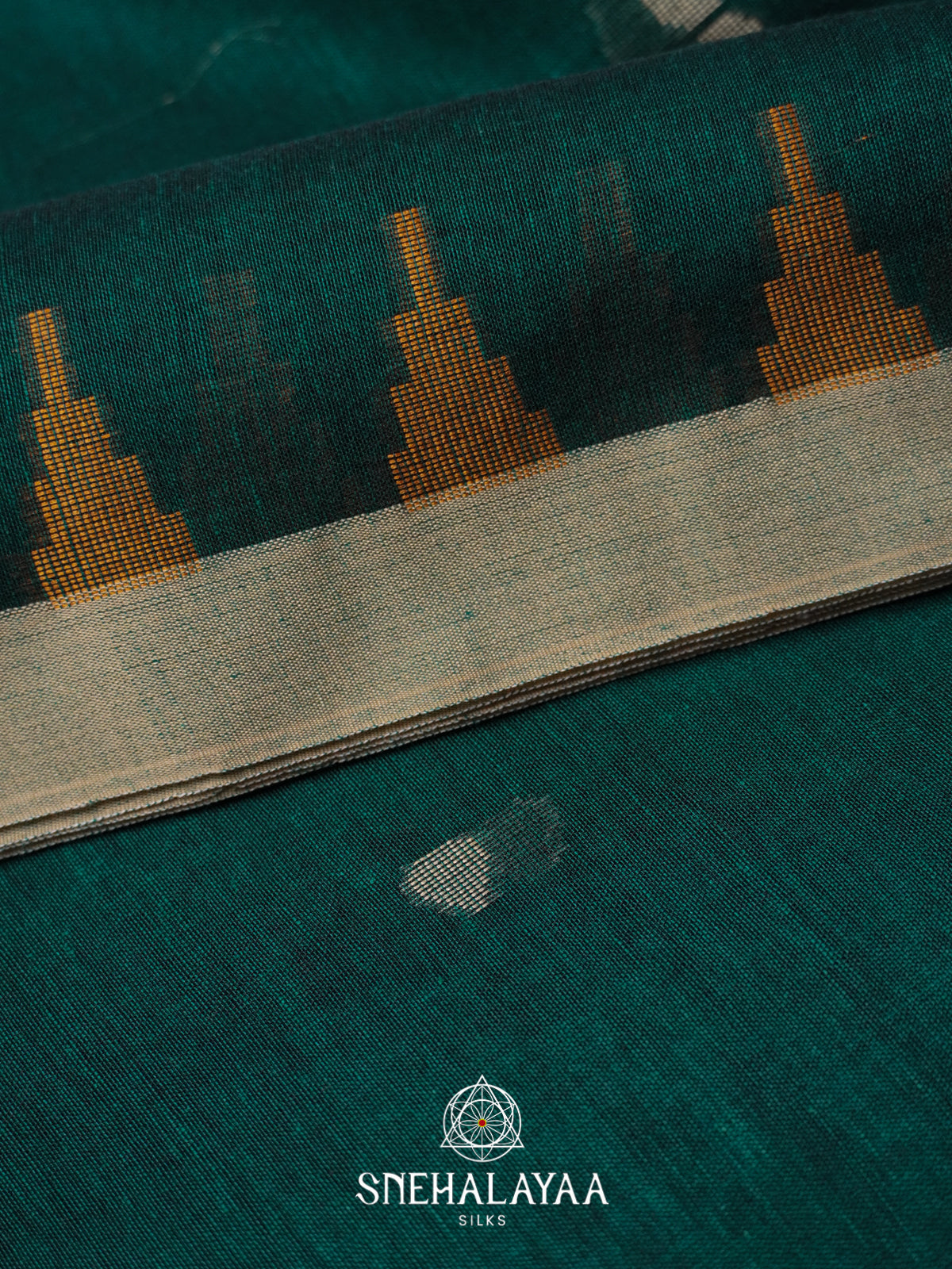 Teal Green Mul Cotton Saree