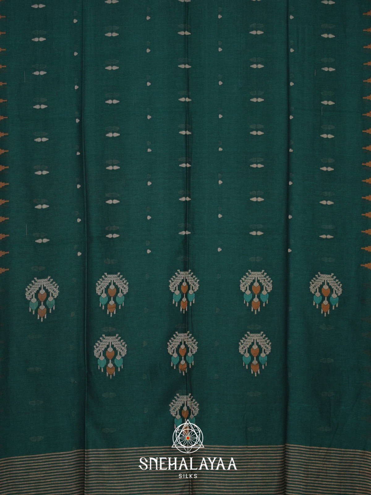 Teal Green Mul Cotton Saree