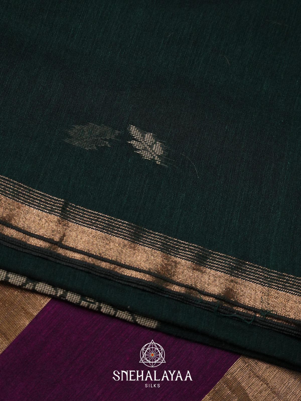 Bottle Green Mul Cotton Saree