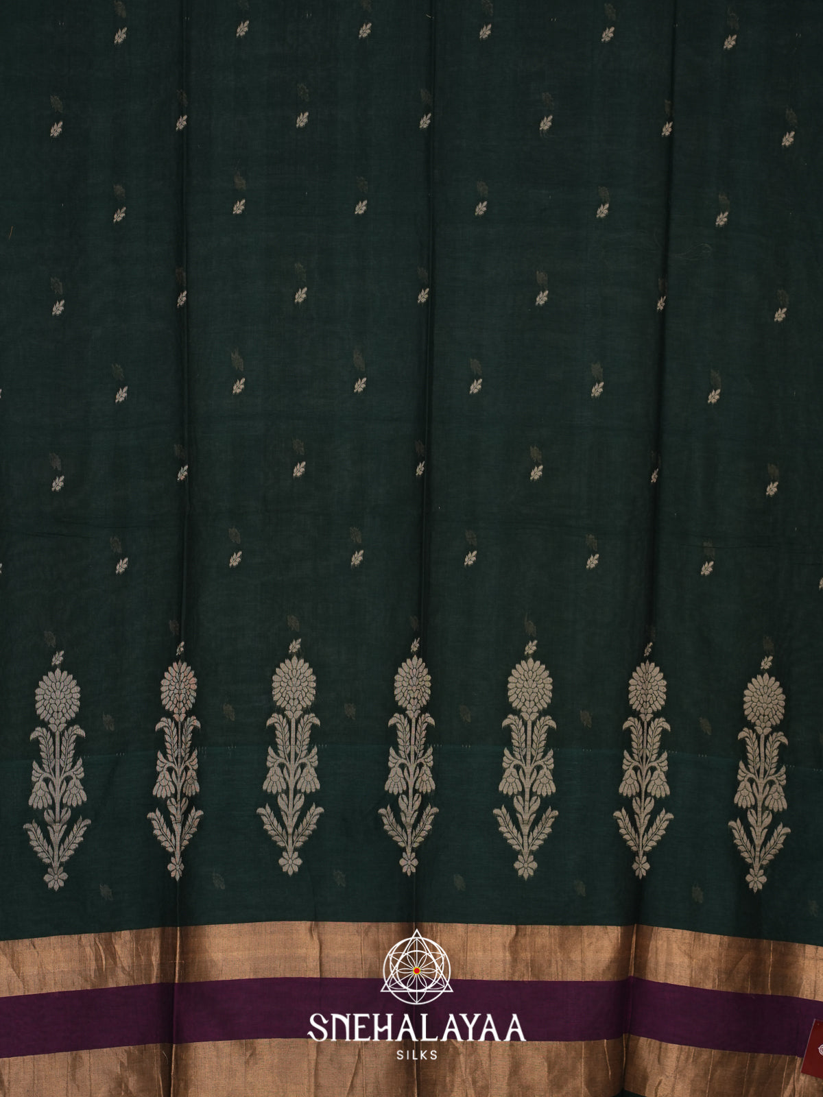 Bottle Green Mul Cotton Saree