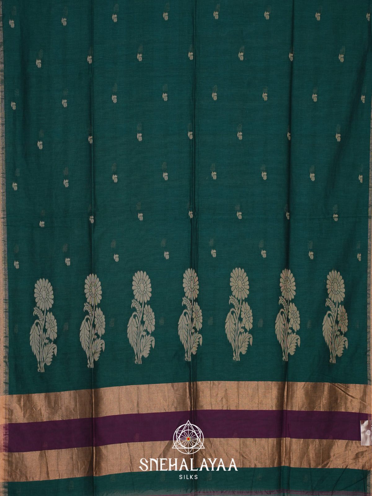 Teal Green Mul Cotton Saree