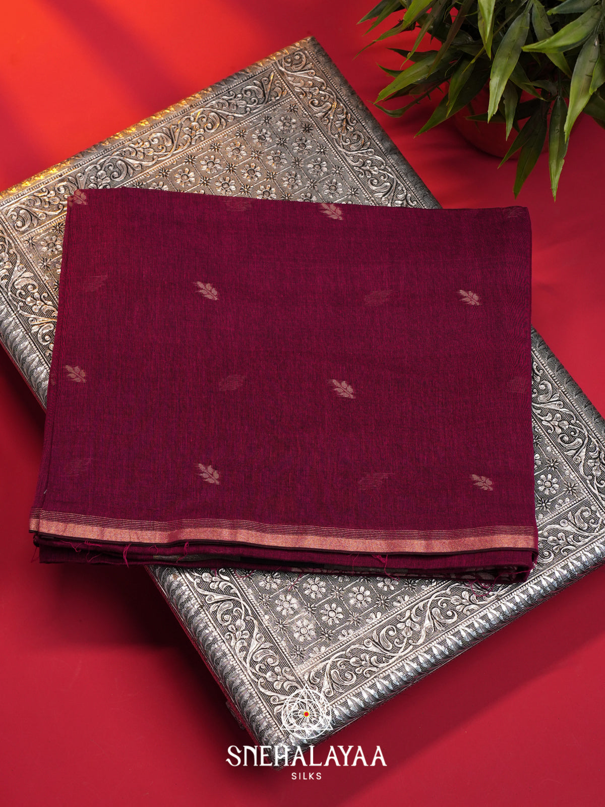 Magenta Mul Cotton Saree