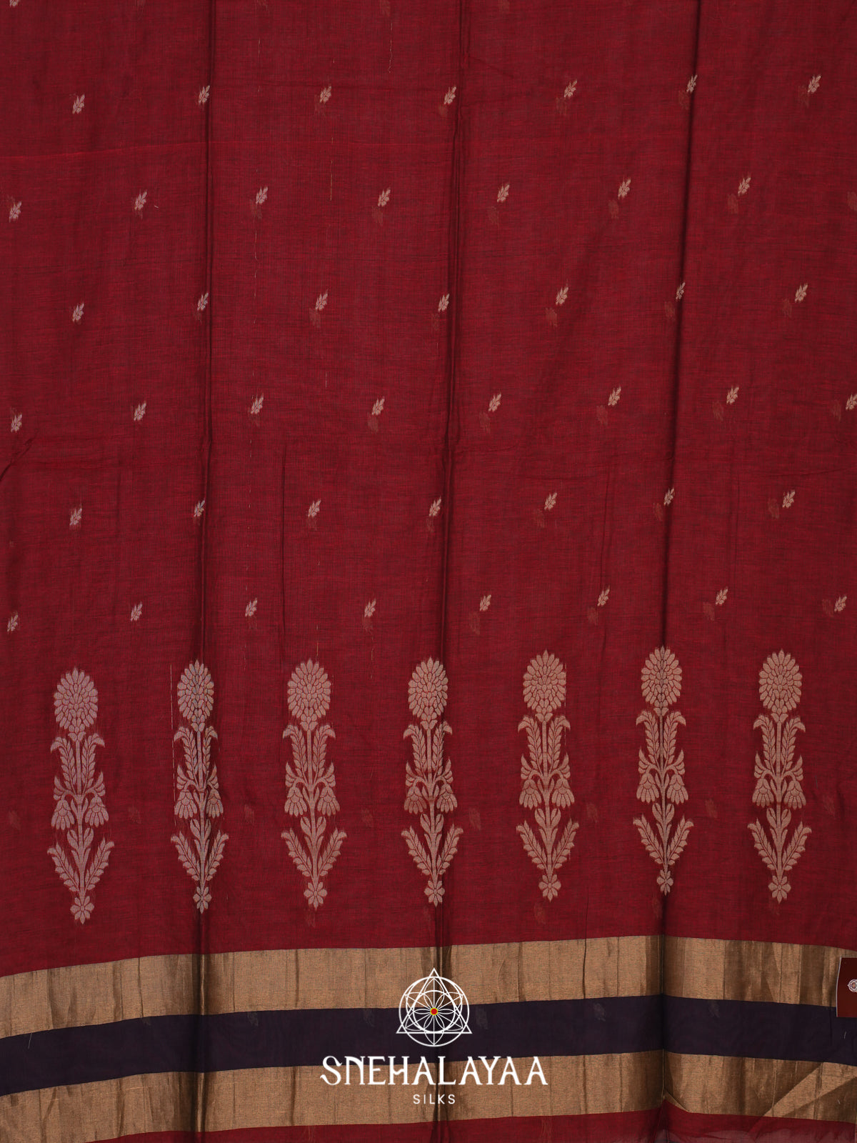 Maroon Mul Cotton Saree