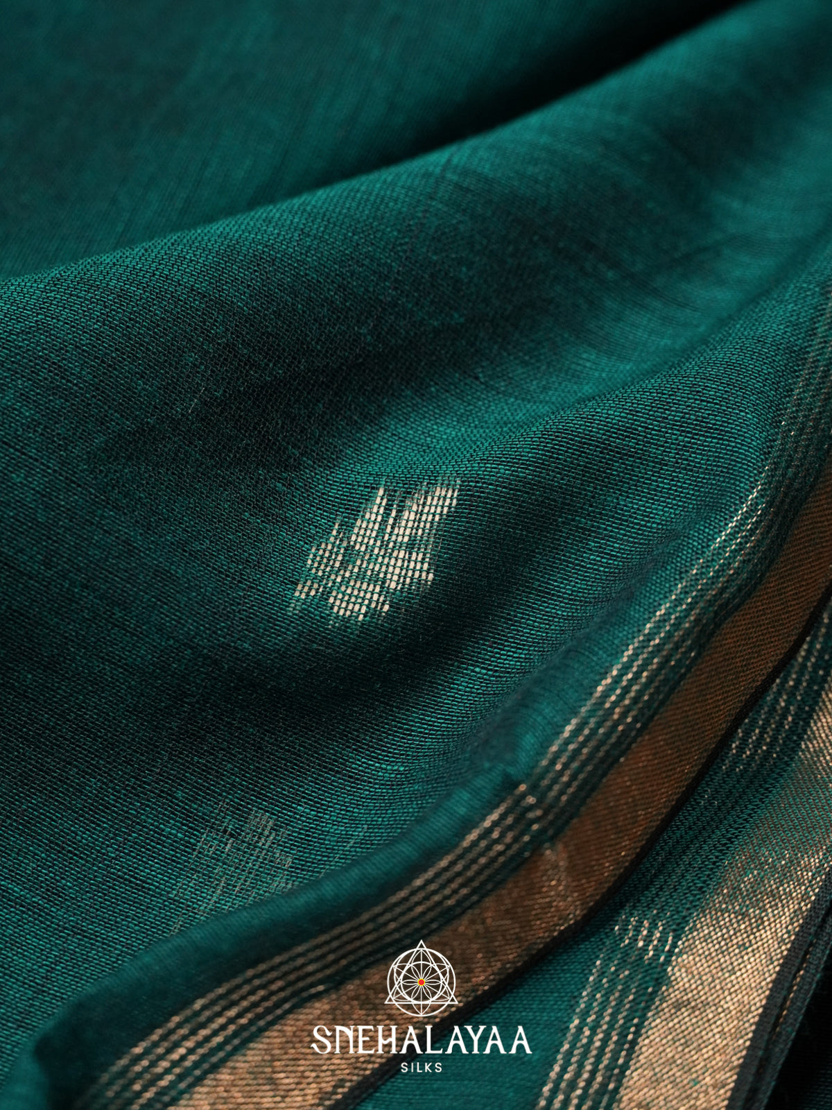 Teal Green Mul Cotton Saree