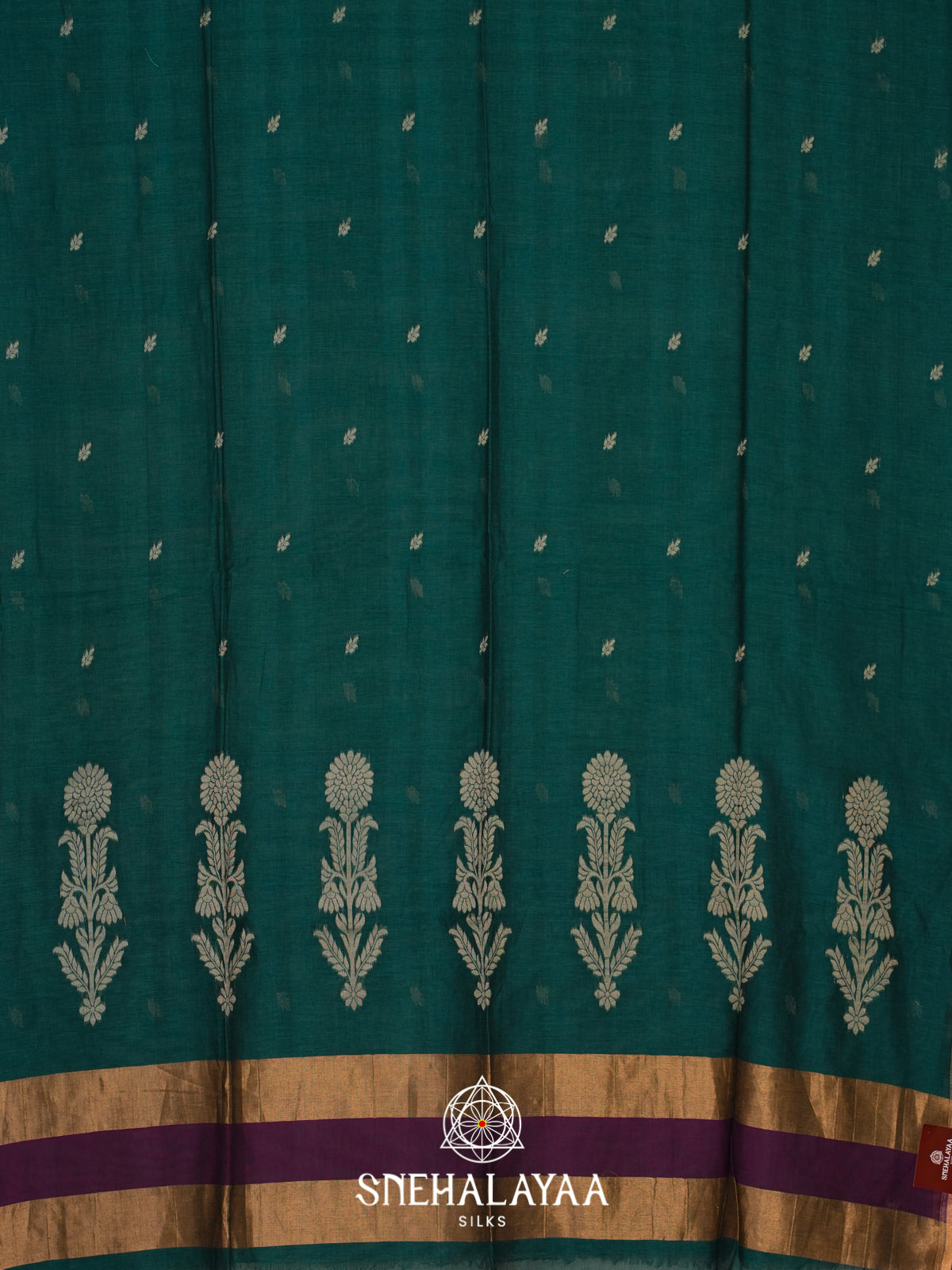 Teal Green Mul Cotton Saree