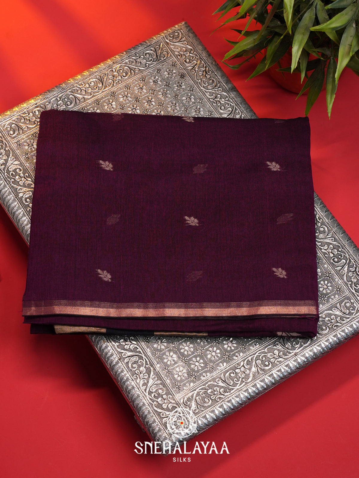Purple Mul Cotton Saree