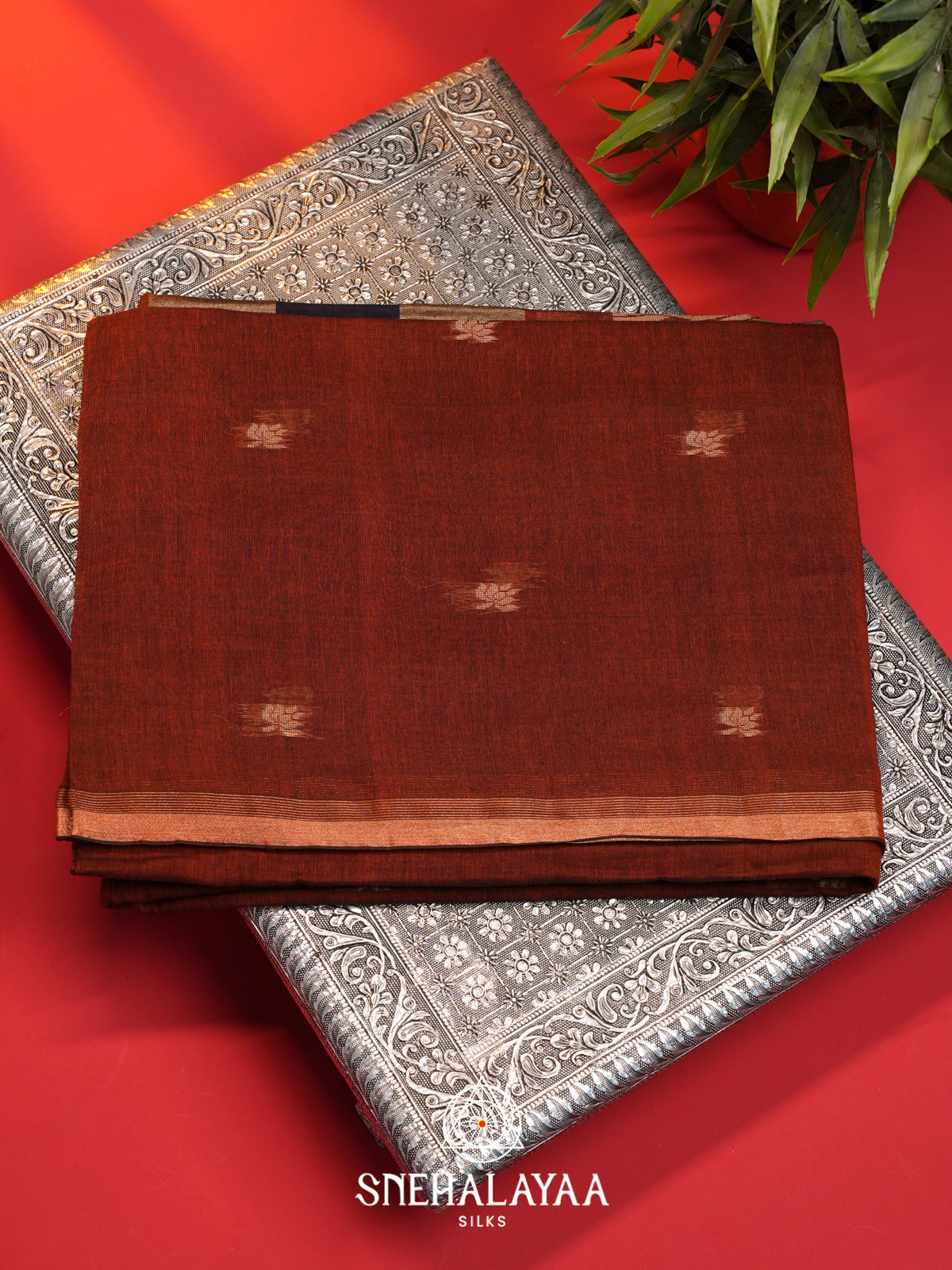 Brown Mul Cotton Saree