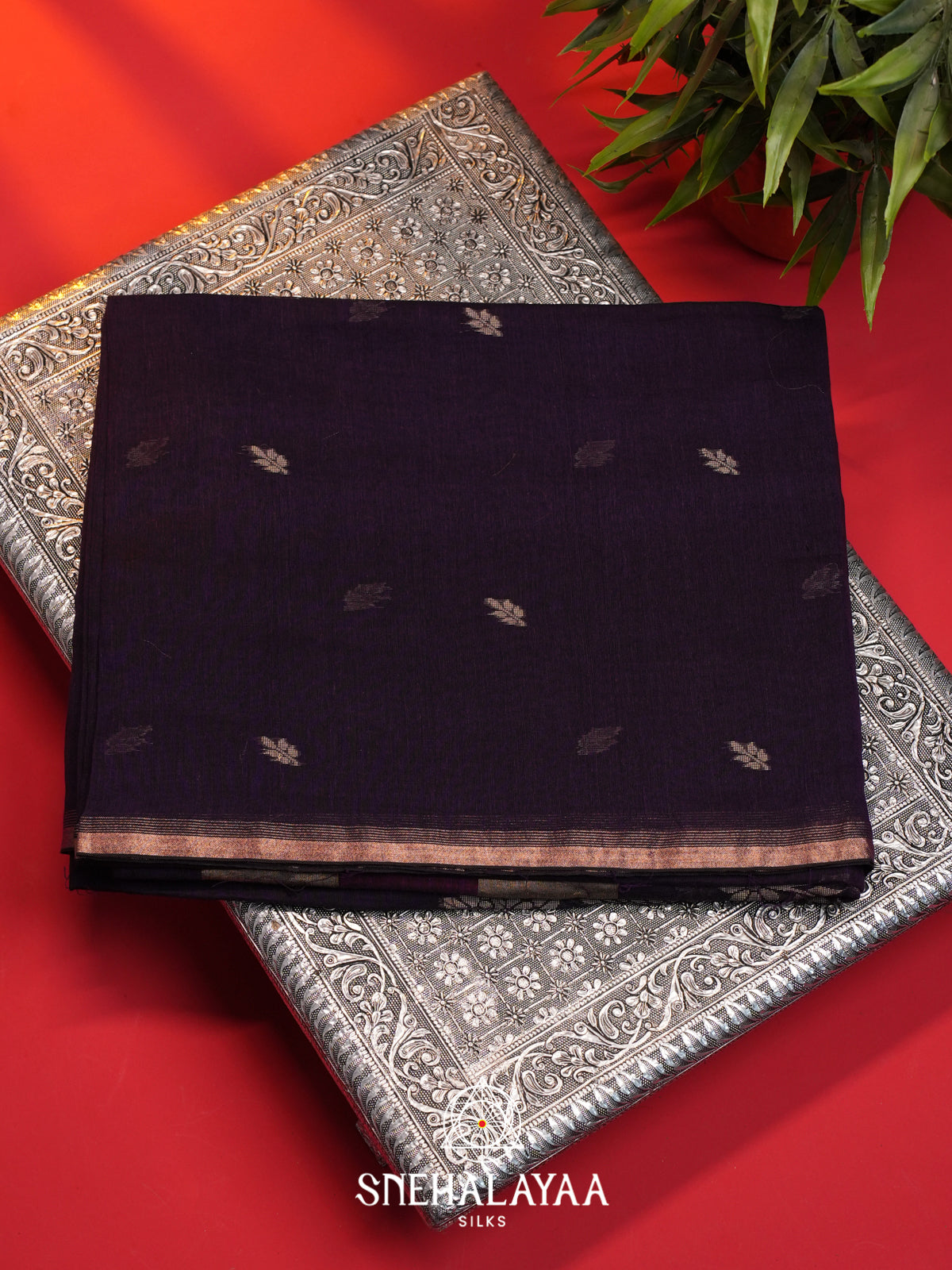 Purple Mul Cotton Saree