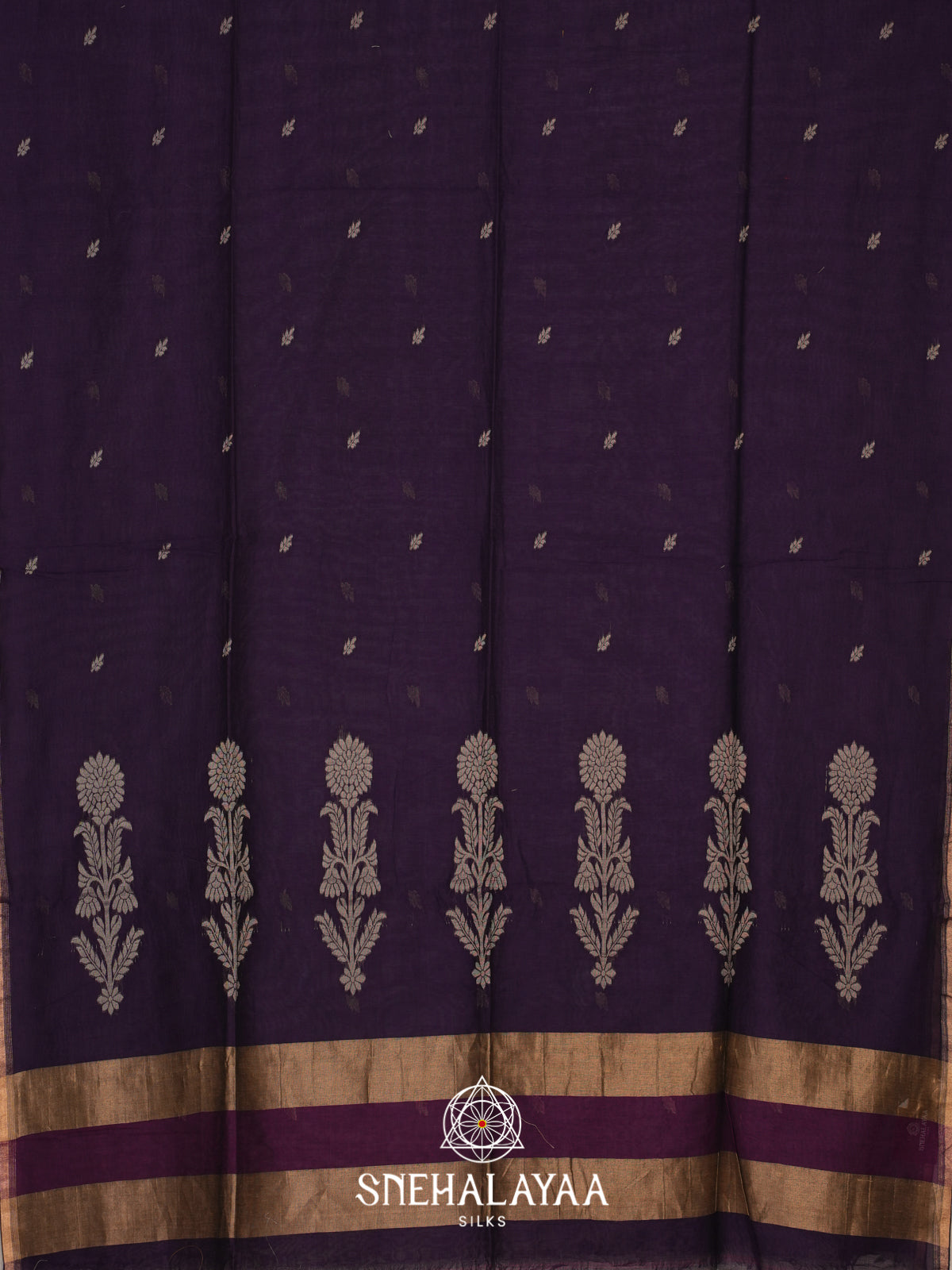 Purple Mul Cotton Saree