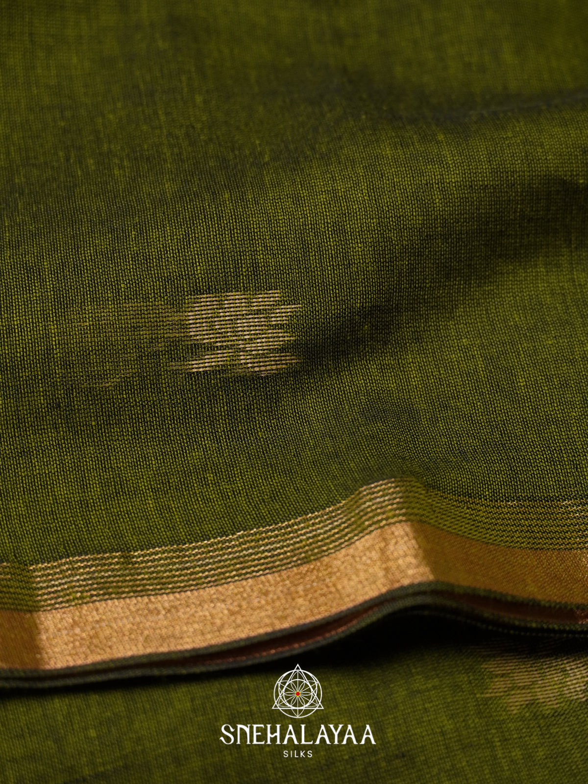 Olive Green Mul Cotton Saree