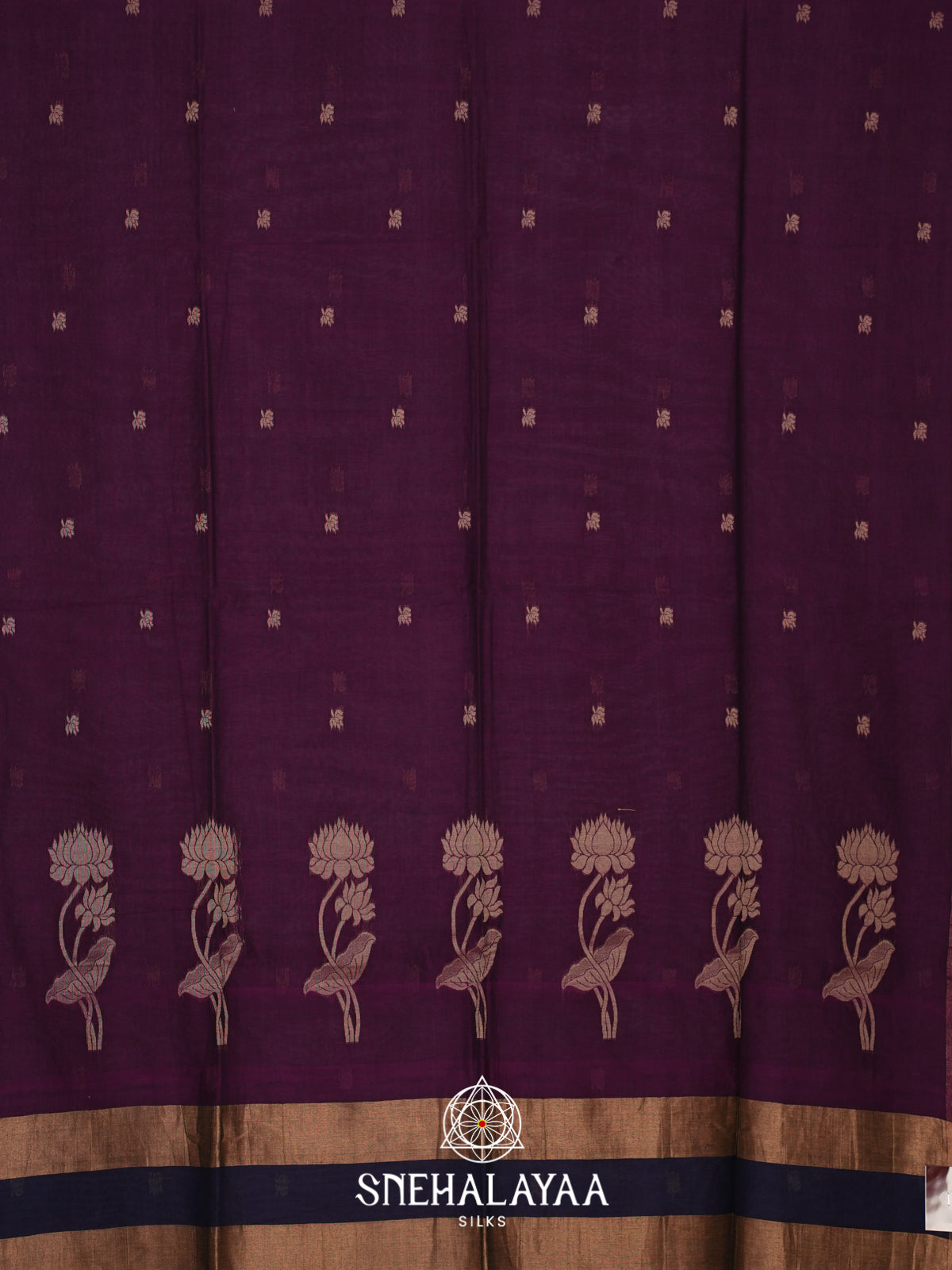 Purple Mul Cotton Saree