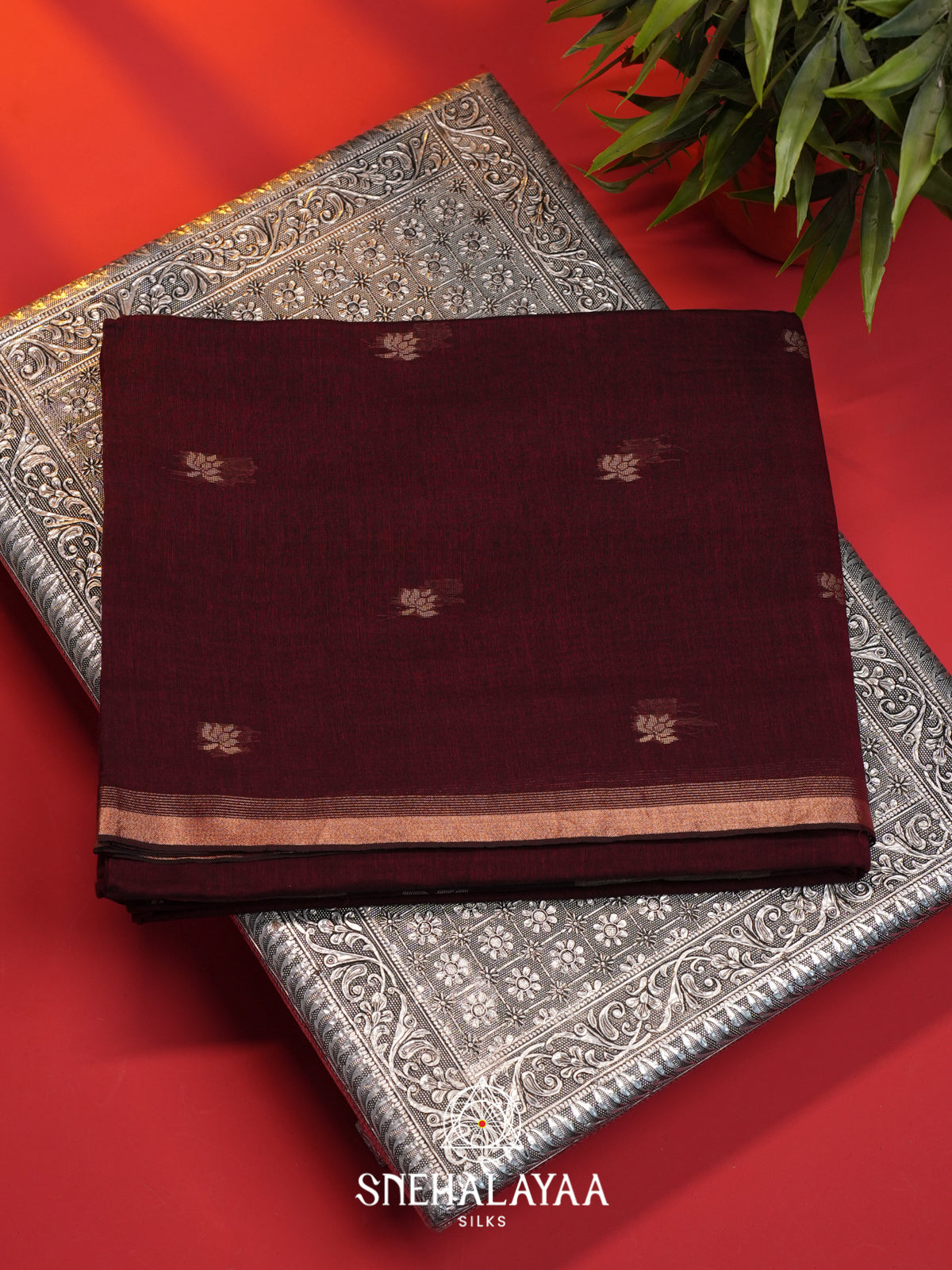Maroon Mul Cotton Saree