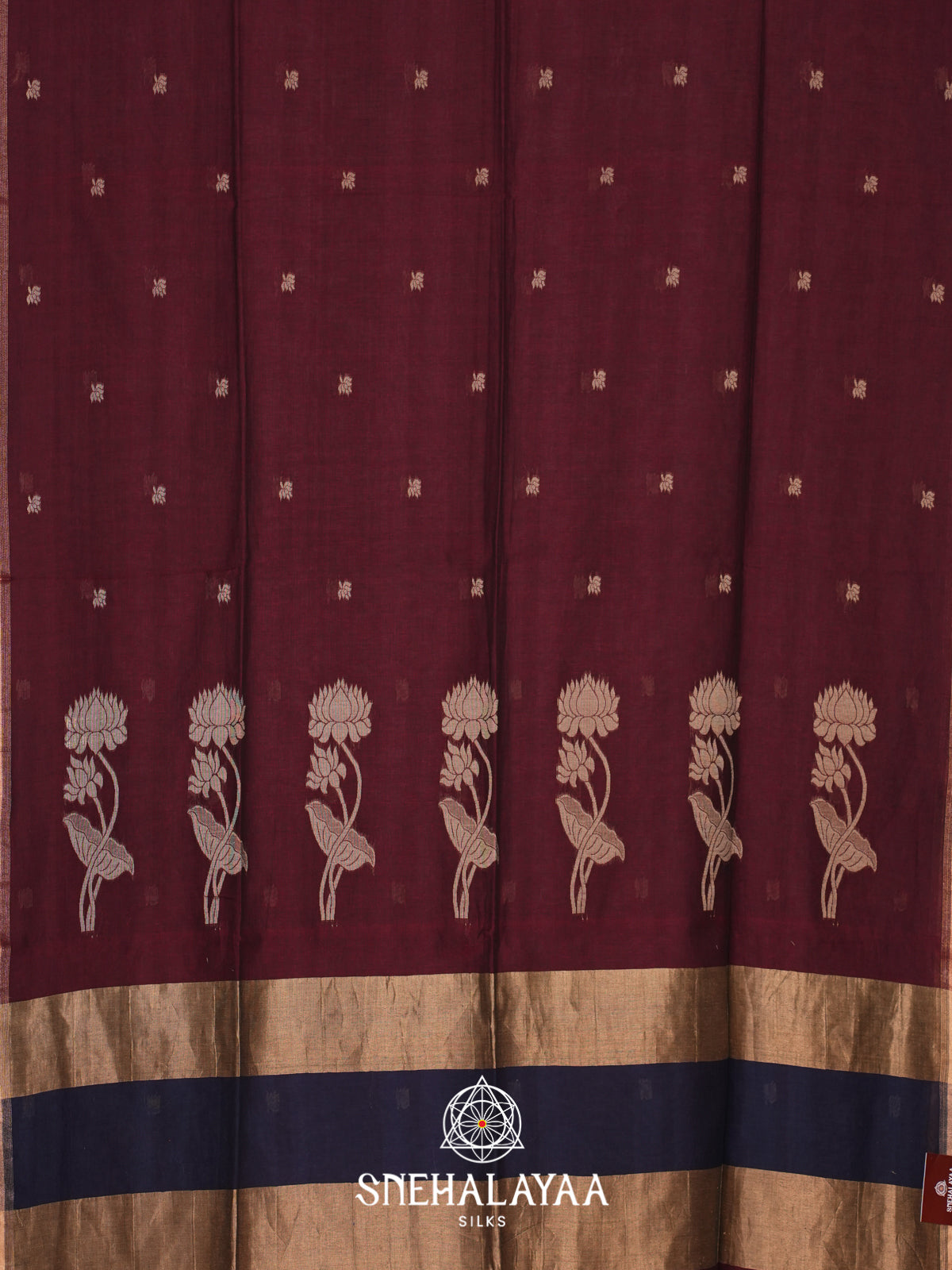 Maroon Mul Cotton Saree