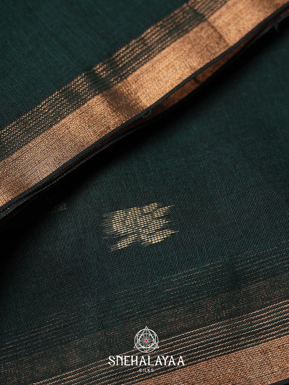 Bottle Green Mul Cotton Saree