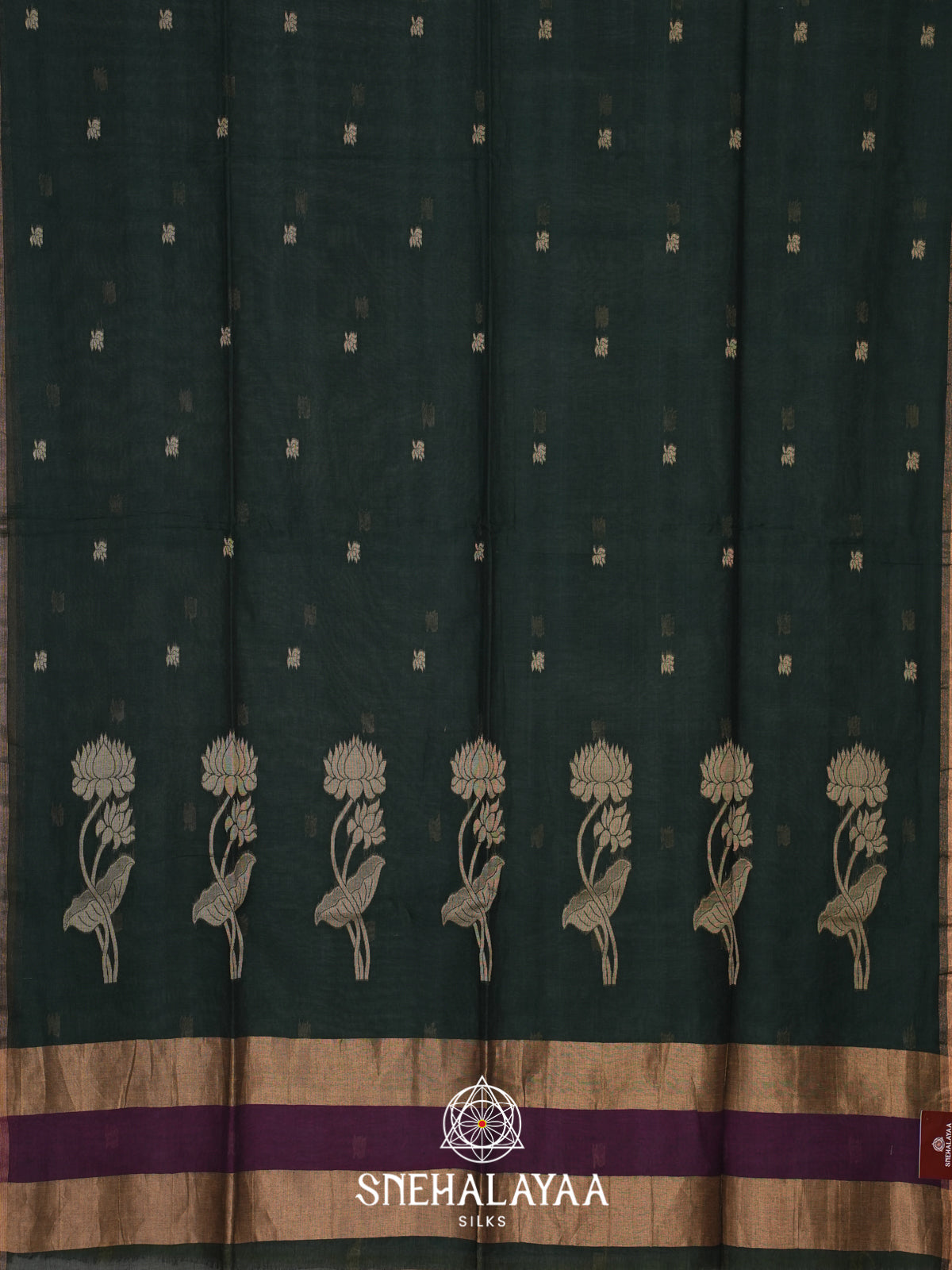Bottle Green Mul Cotton Saree