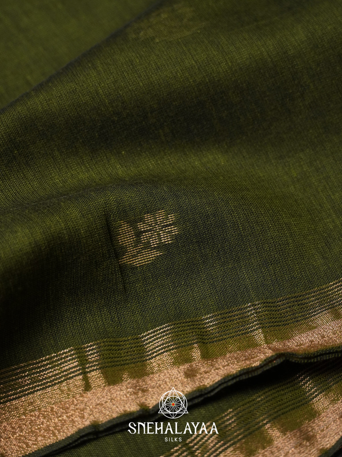 Olive Green Mul Cotton Saree