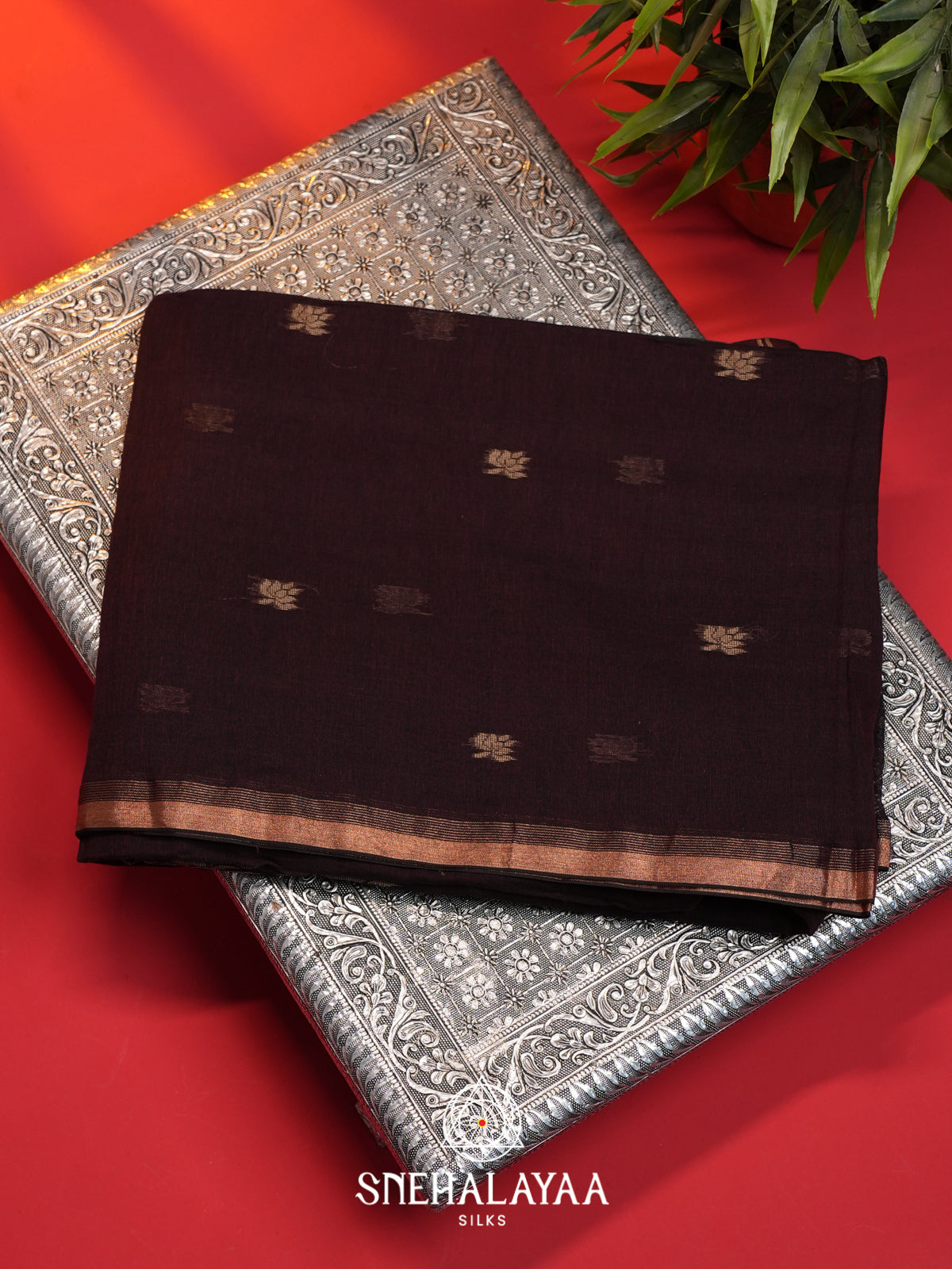 Wine Mul Cotton Saree
