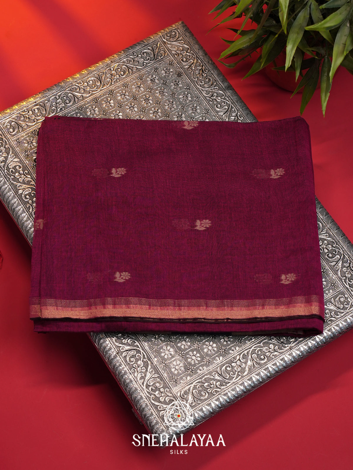 Magenta Mul Cotton Saree