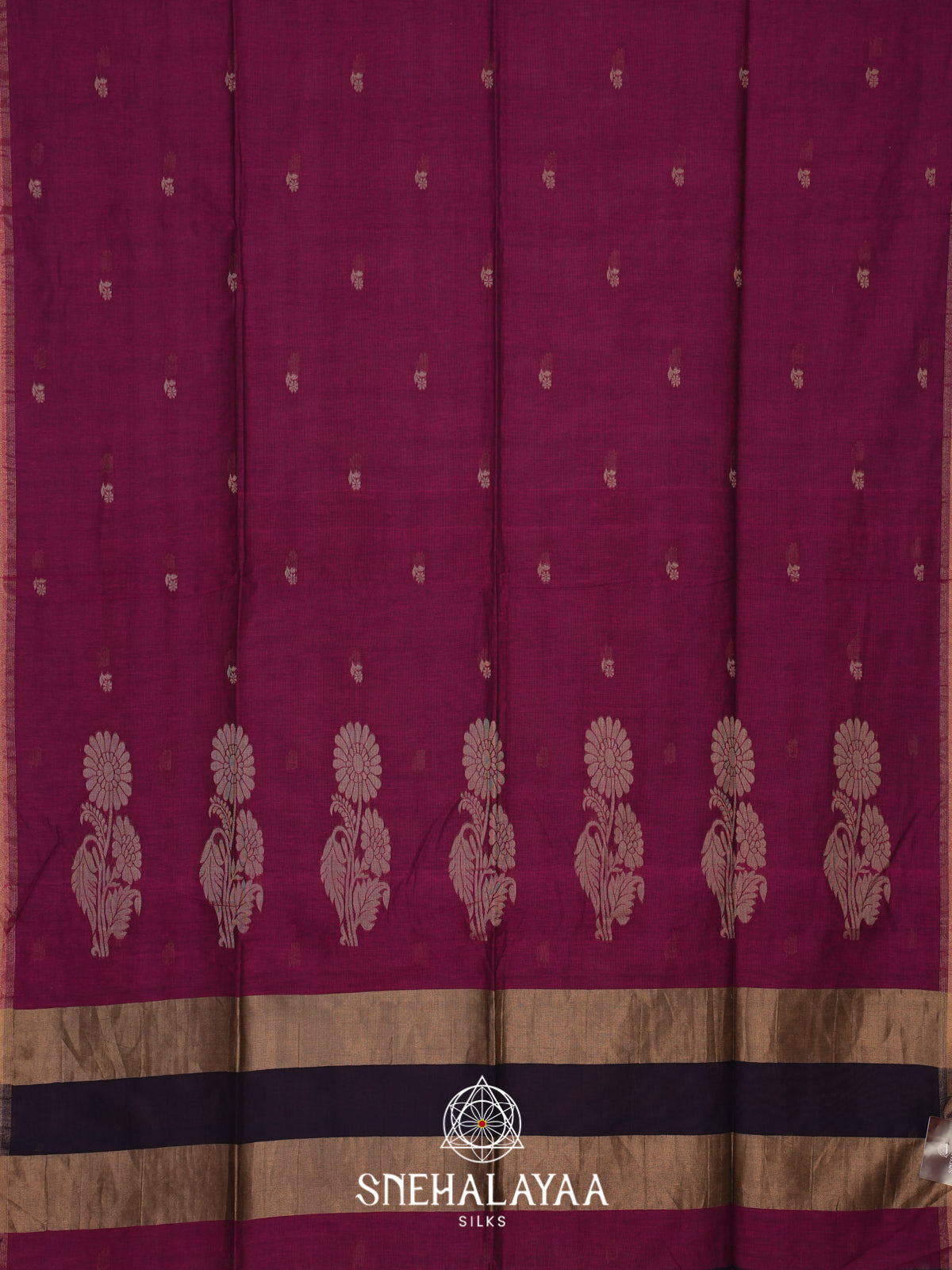 Magenta Mul Cotton Saree
