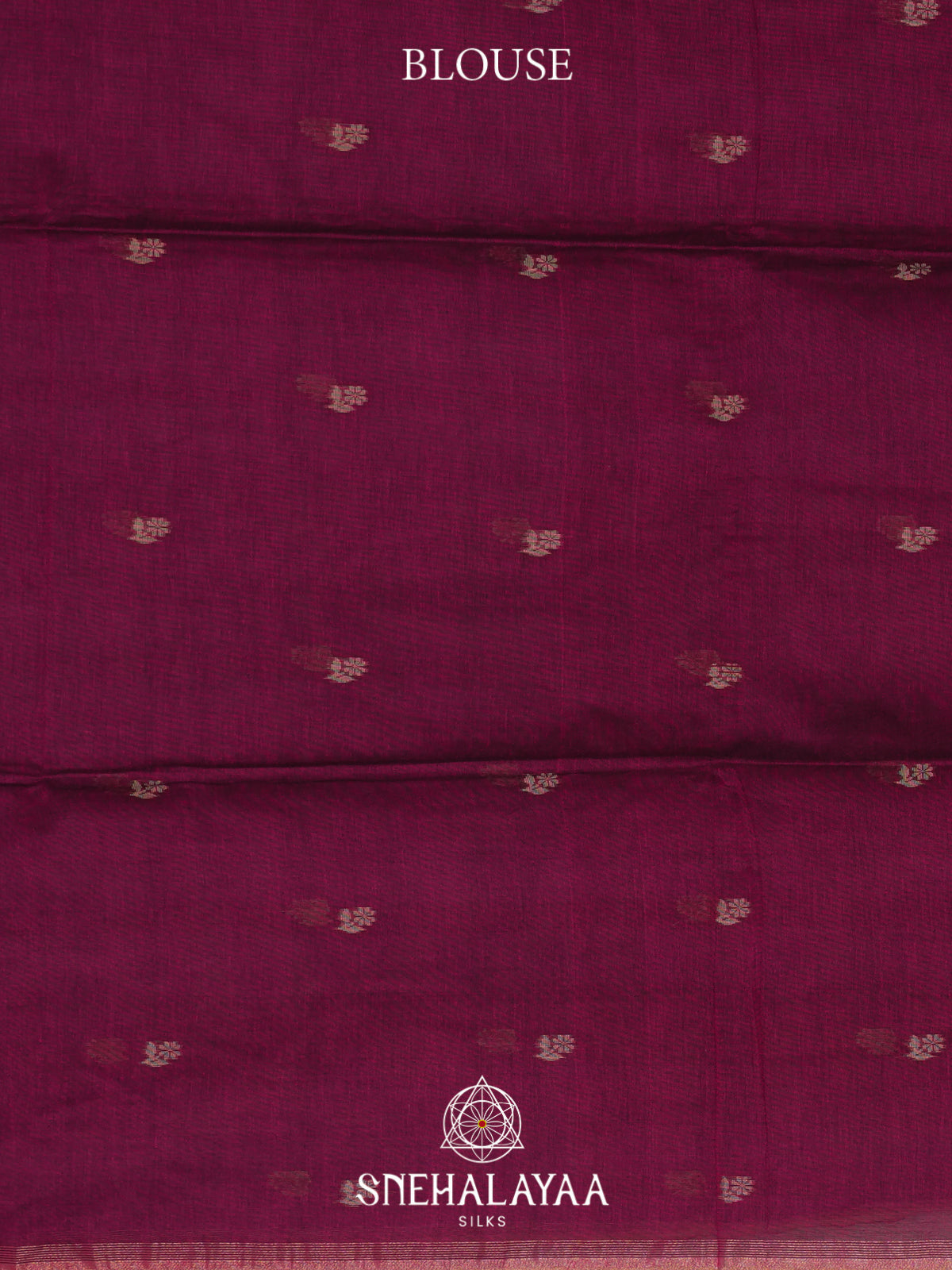 Magenta Mul Cotton Saree