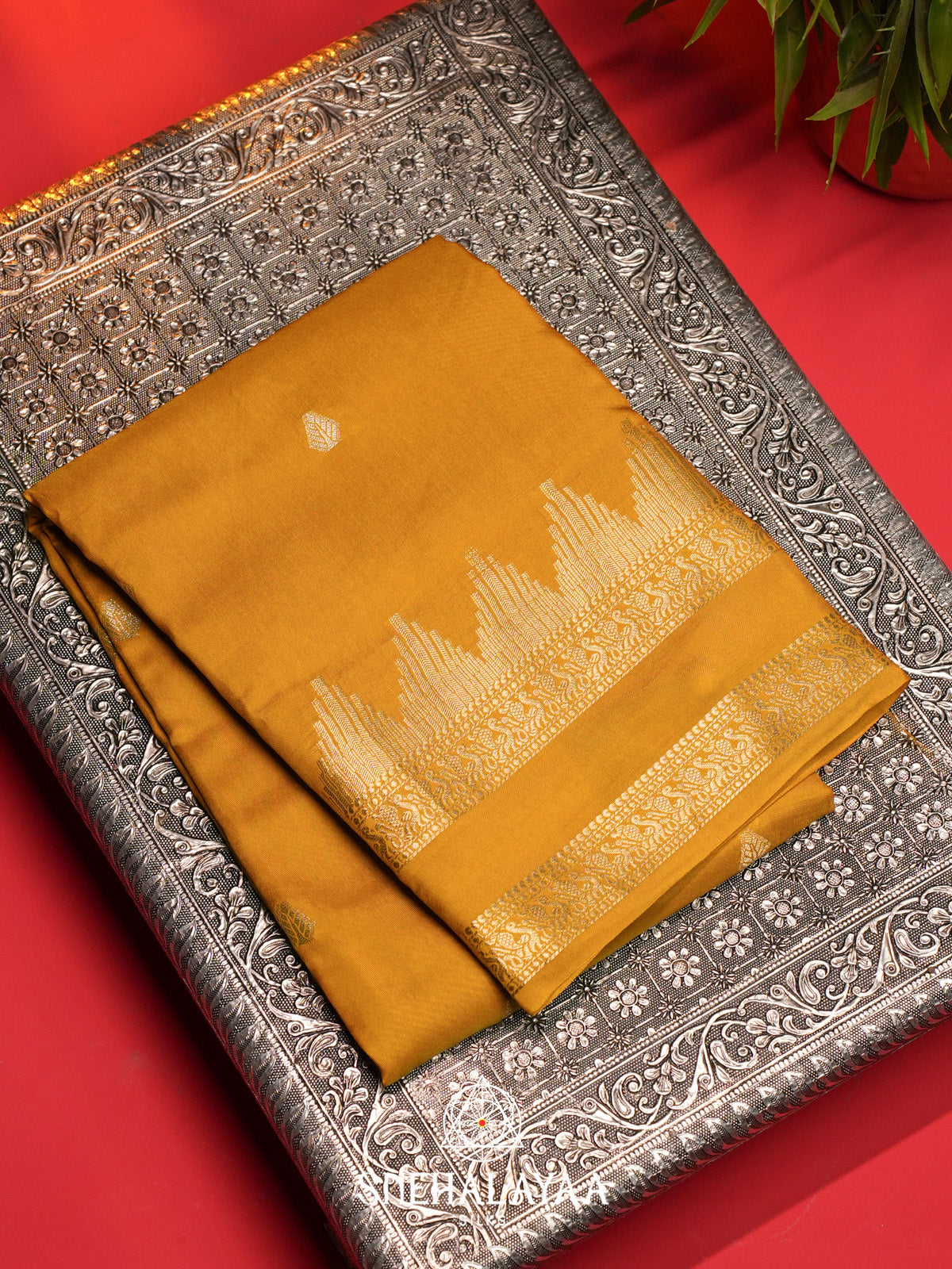 Mustard Banarasi Saree