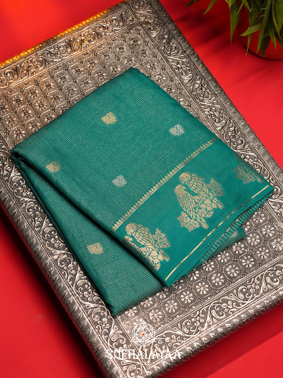 Peacock Green Banarasi Saree