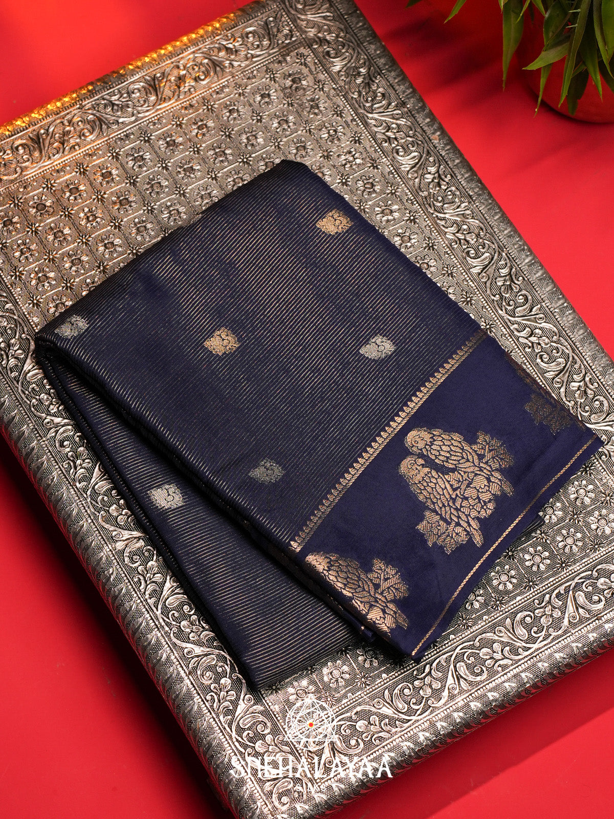 Navy Blue Banarasi Saree