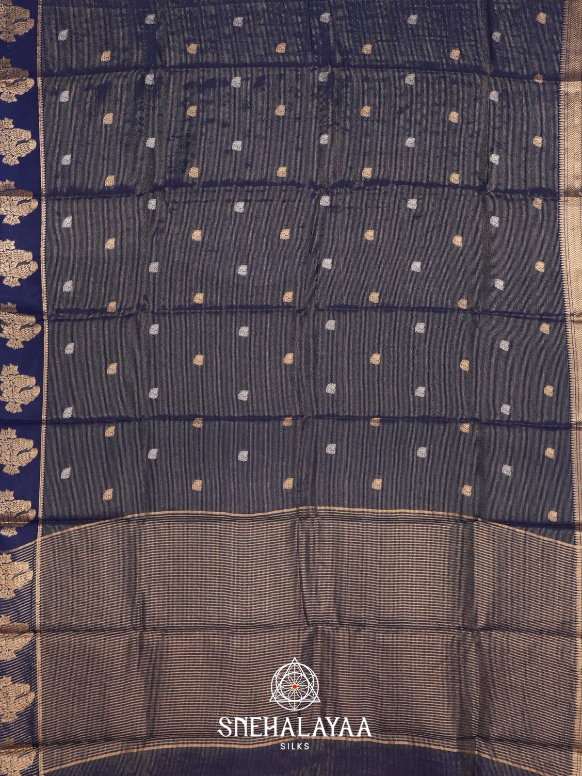 Navy Blue Banarasi Saree