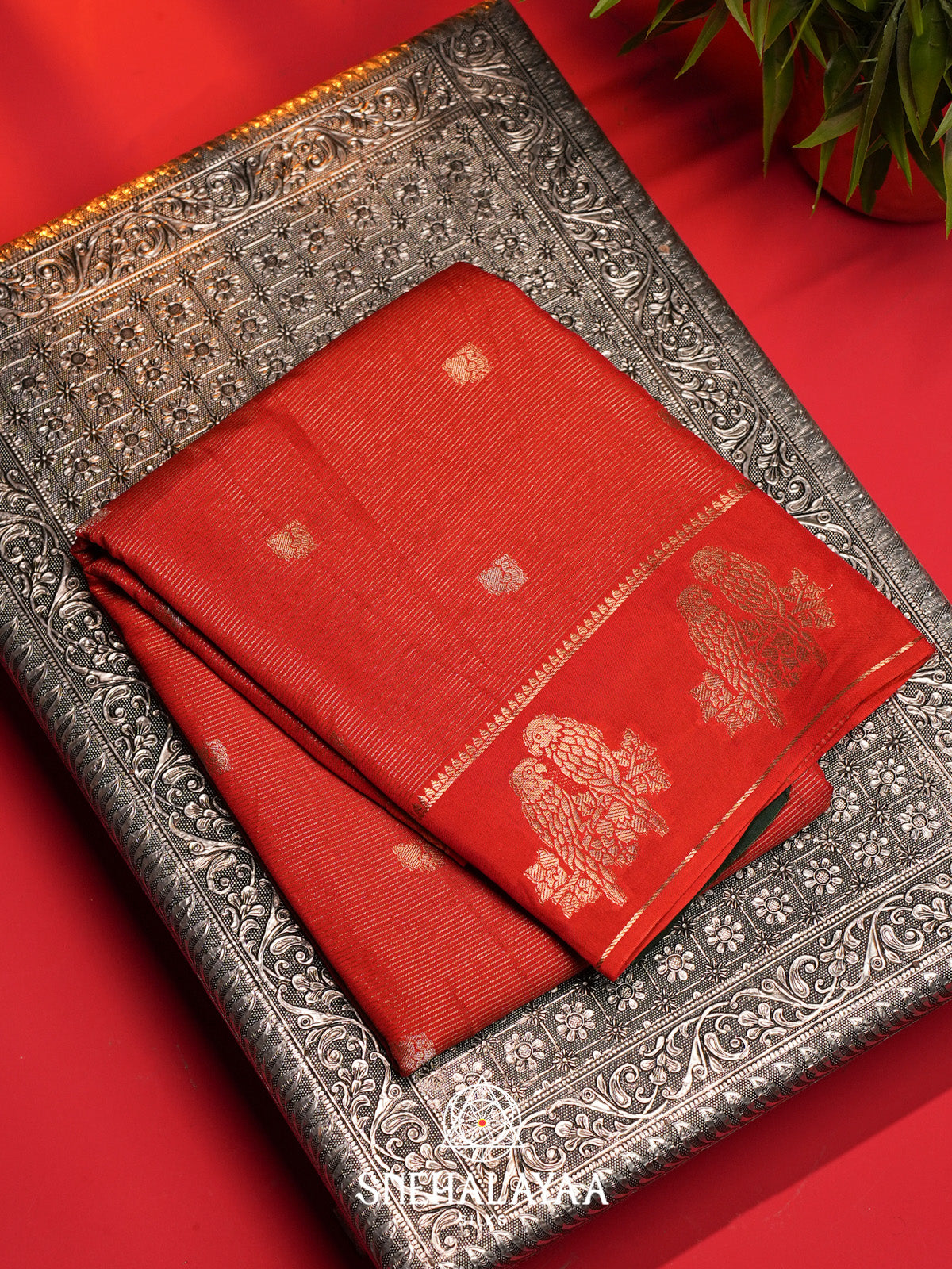 Orange Banarasi Saree