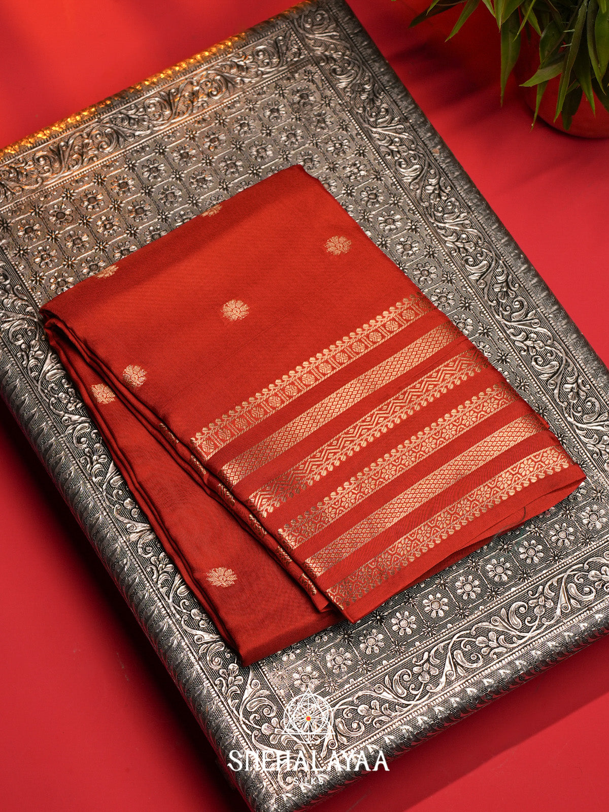 Orange Banarasi Saree
