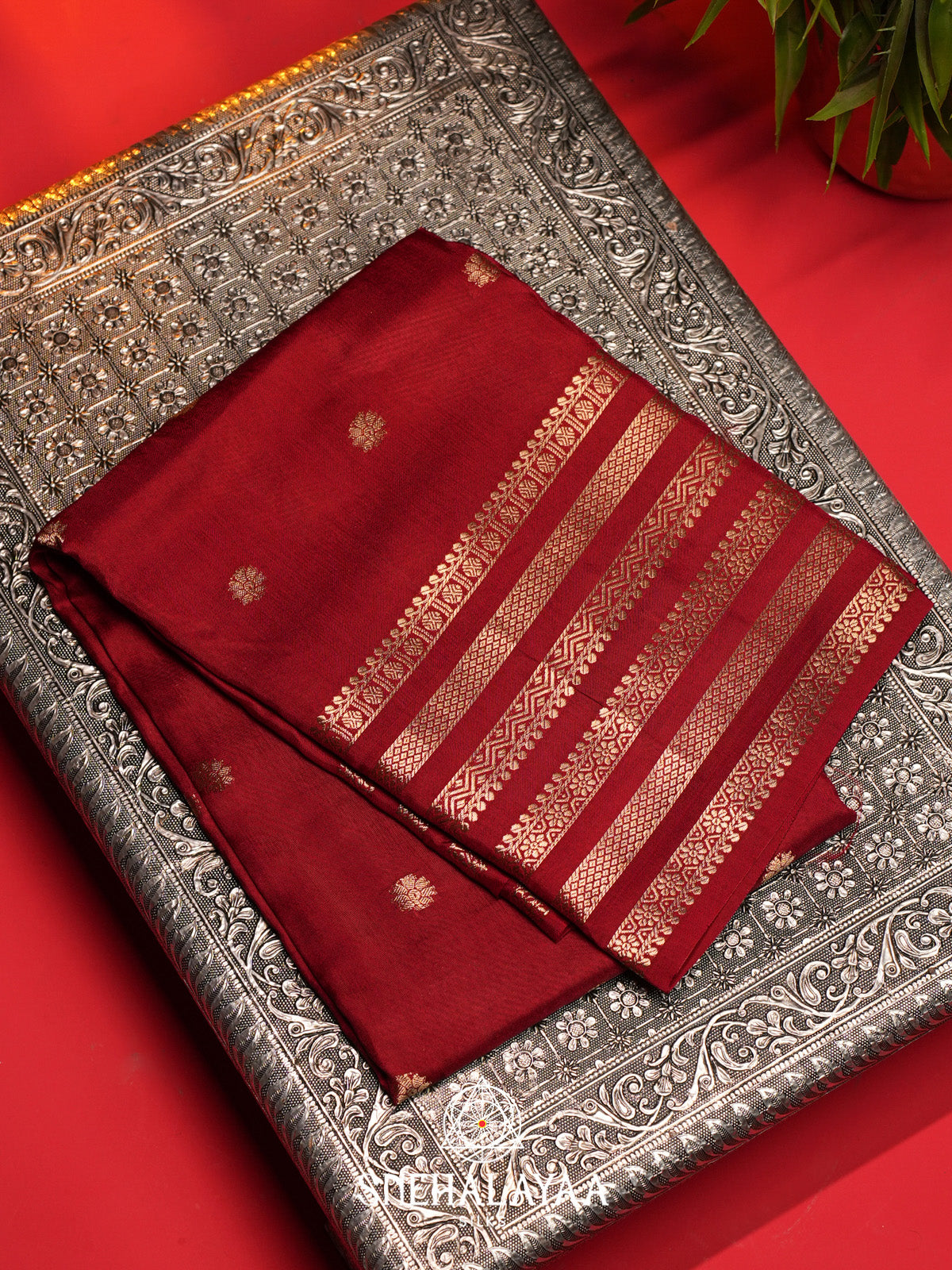 Maroon Banarasi Saree