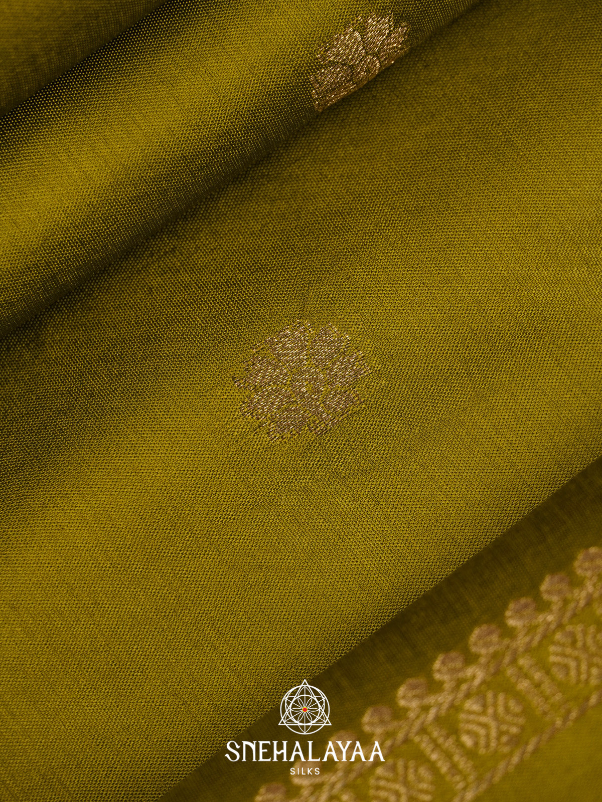 Olive Green Banarasi Saree
