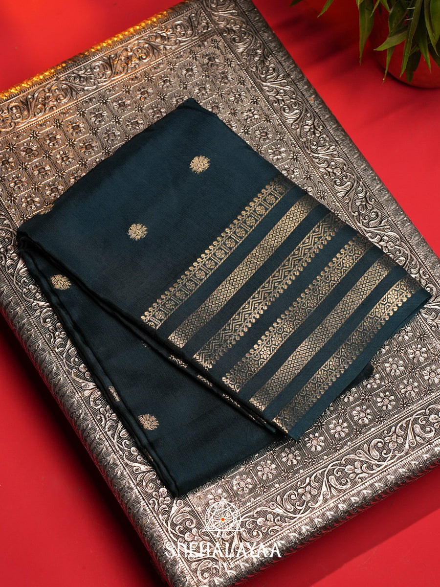 Peacock Blue Banarasi Saree