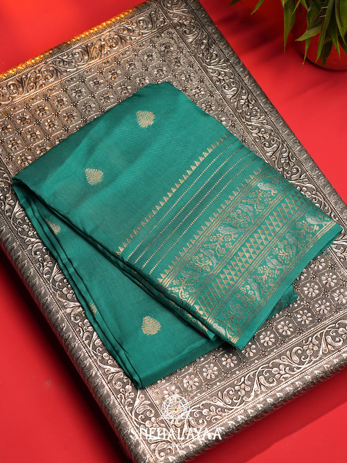 Peacock Green Banarasi Saree