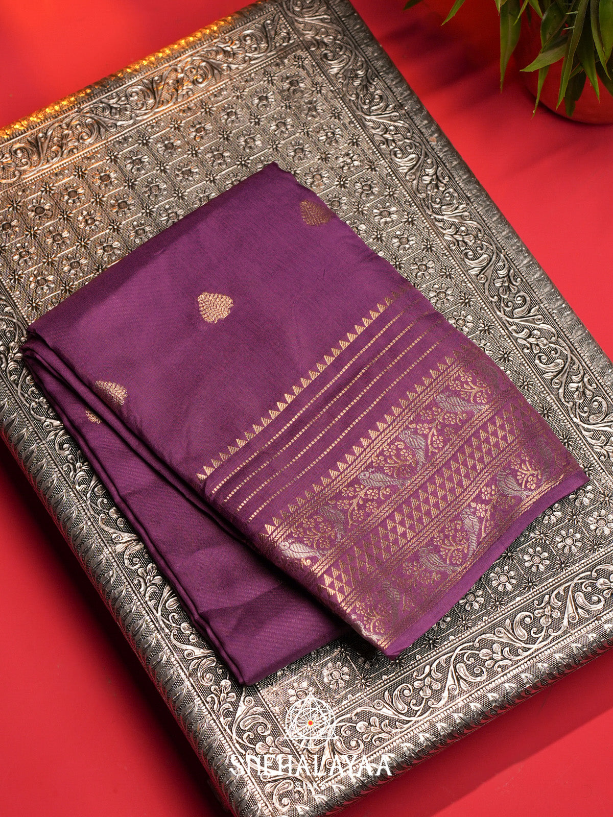 Plum Banarasi Saree