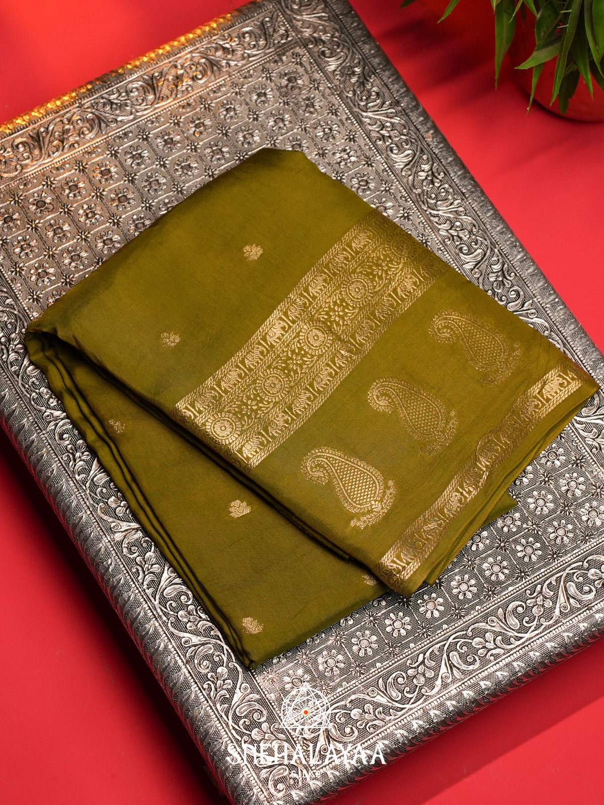 Mehendi Green Banarasi Saree