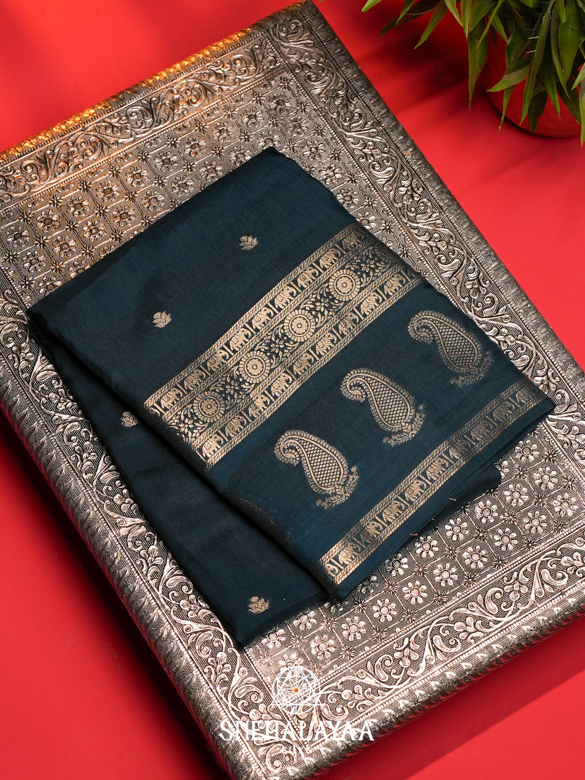 Peacock Green Banarasi Saree