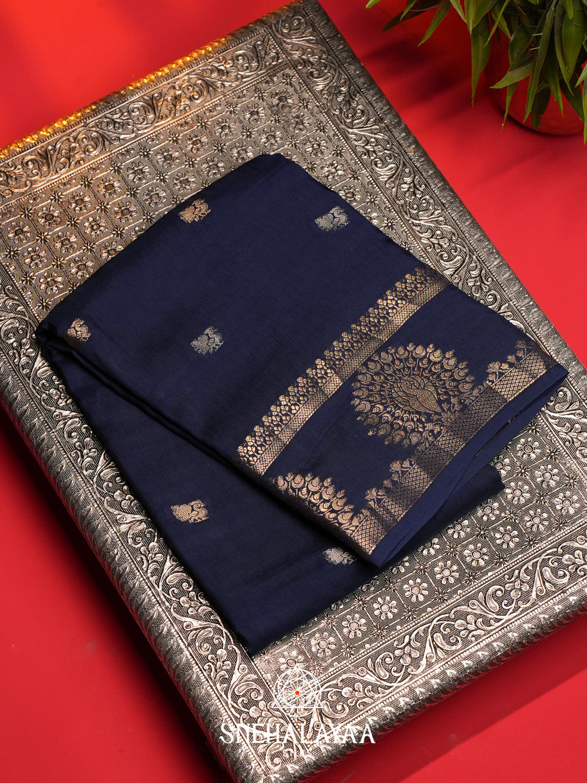 Navy Blue Banarasi Saree