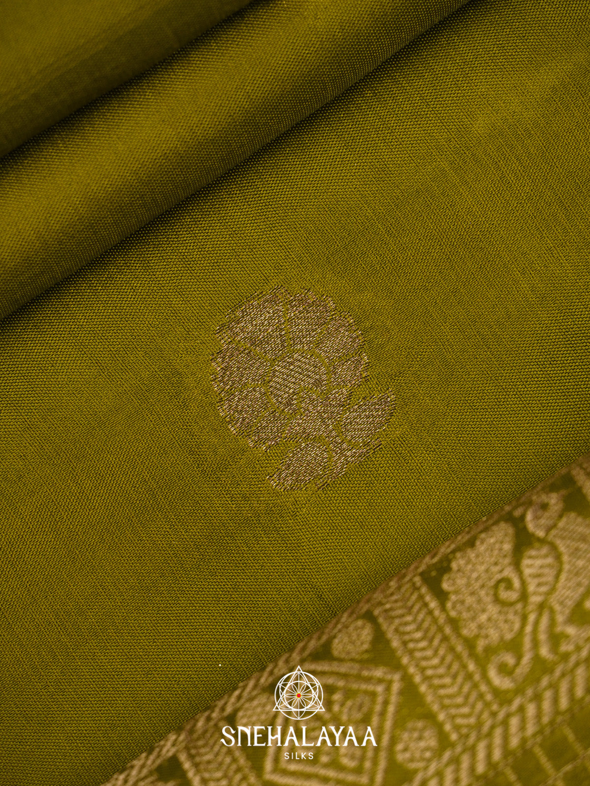 Olive Green Banarasi Saree