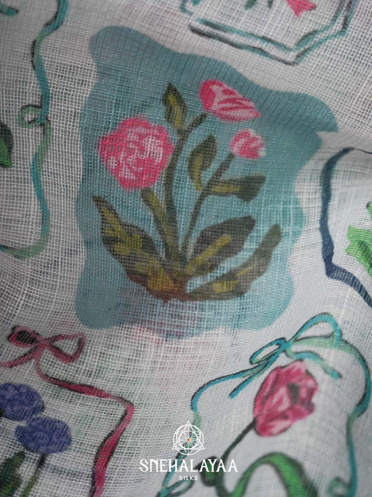 Sea Green Linen Saree