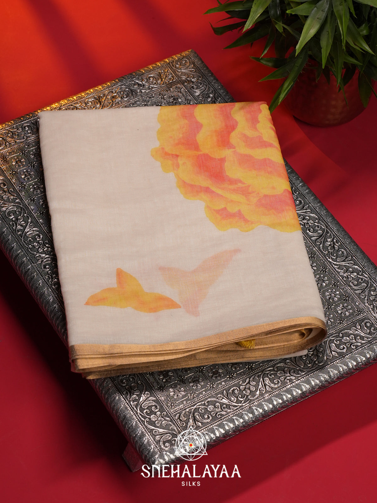 Off White Linen Saree