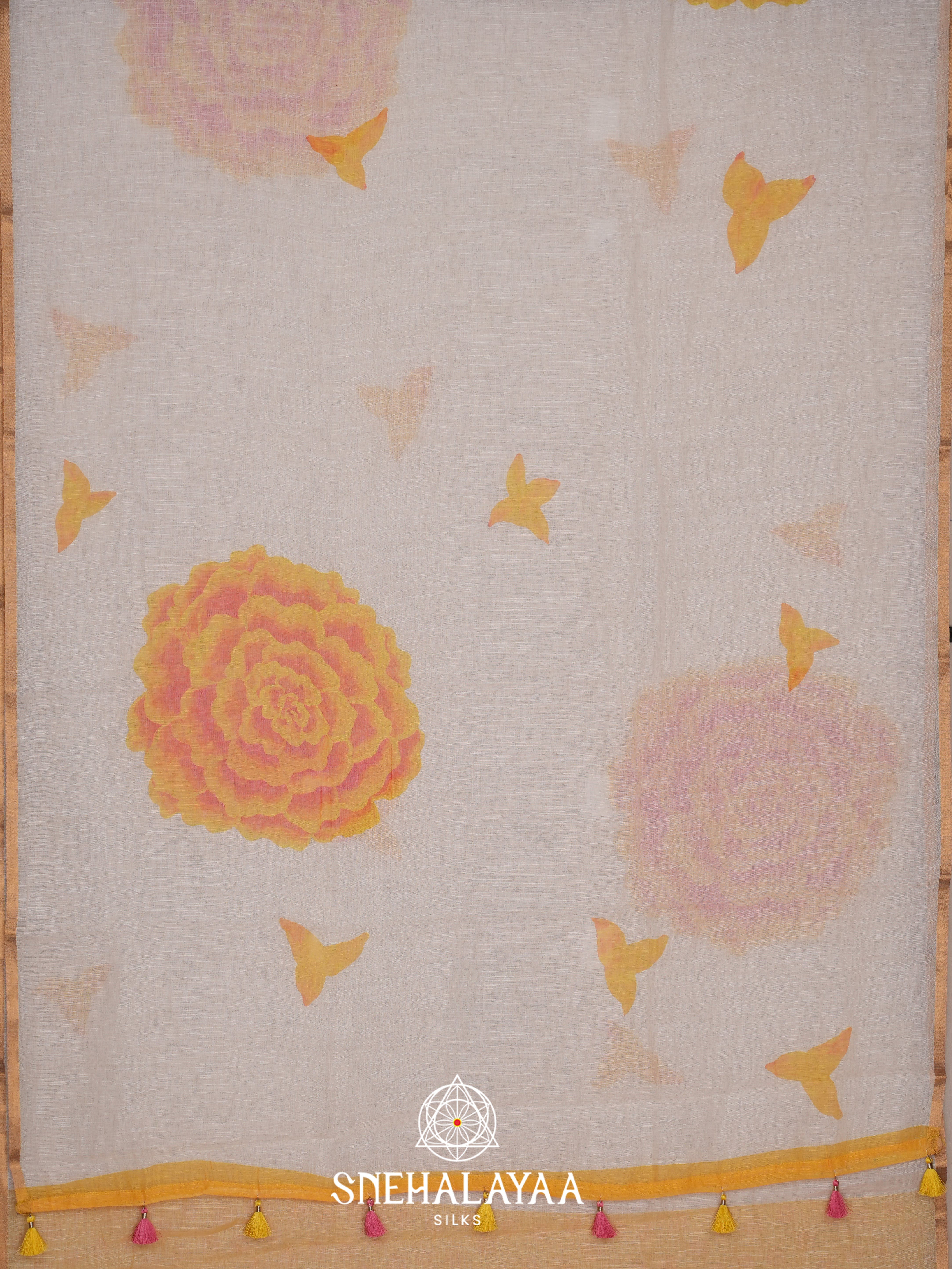 Off White Linen Saree
