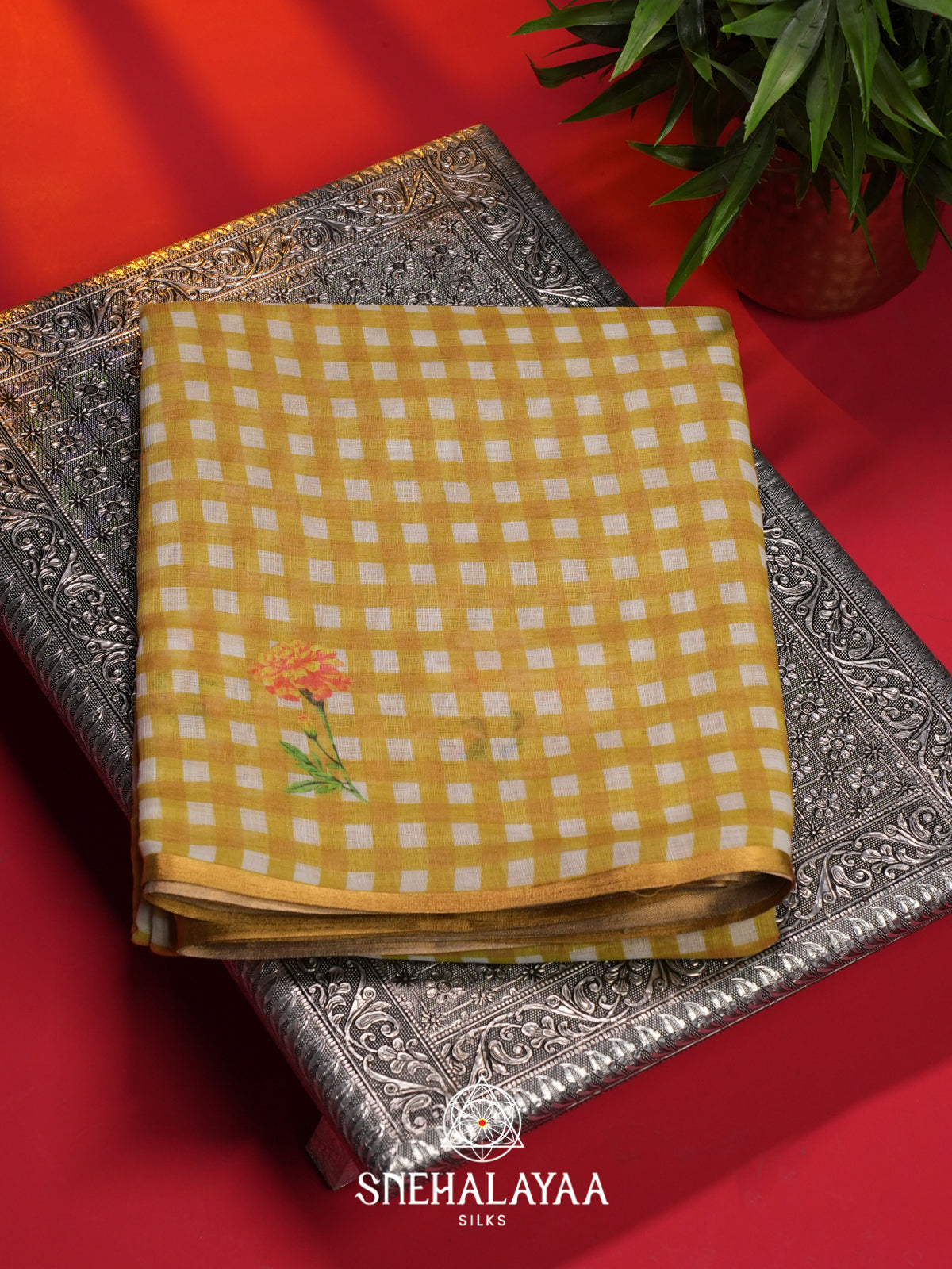 Yellow Linen Saree