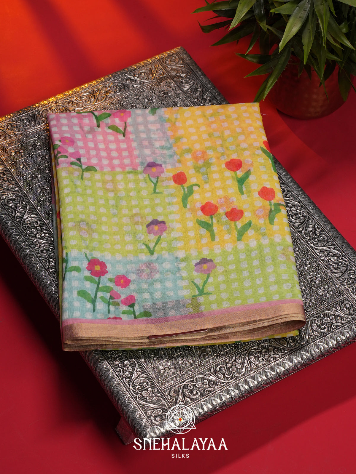 Pink Linen Saree
