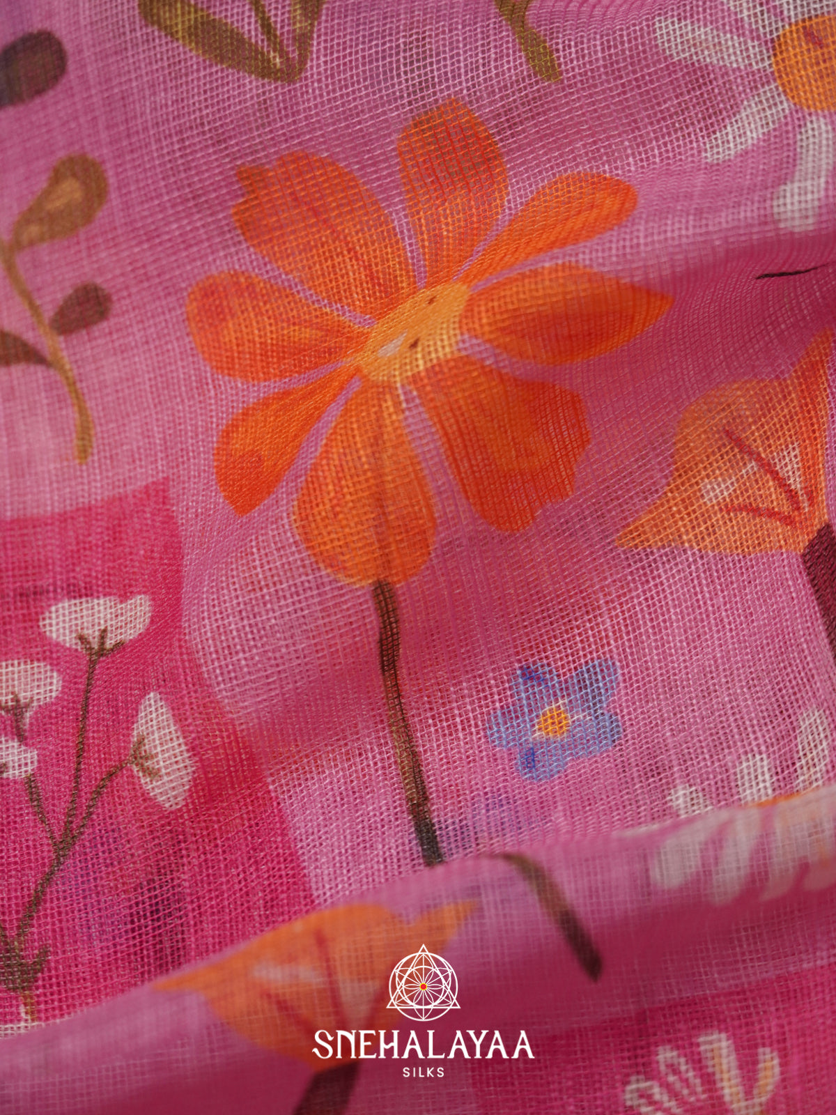 Pink Linen Saree