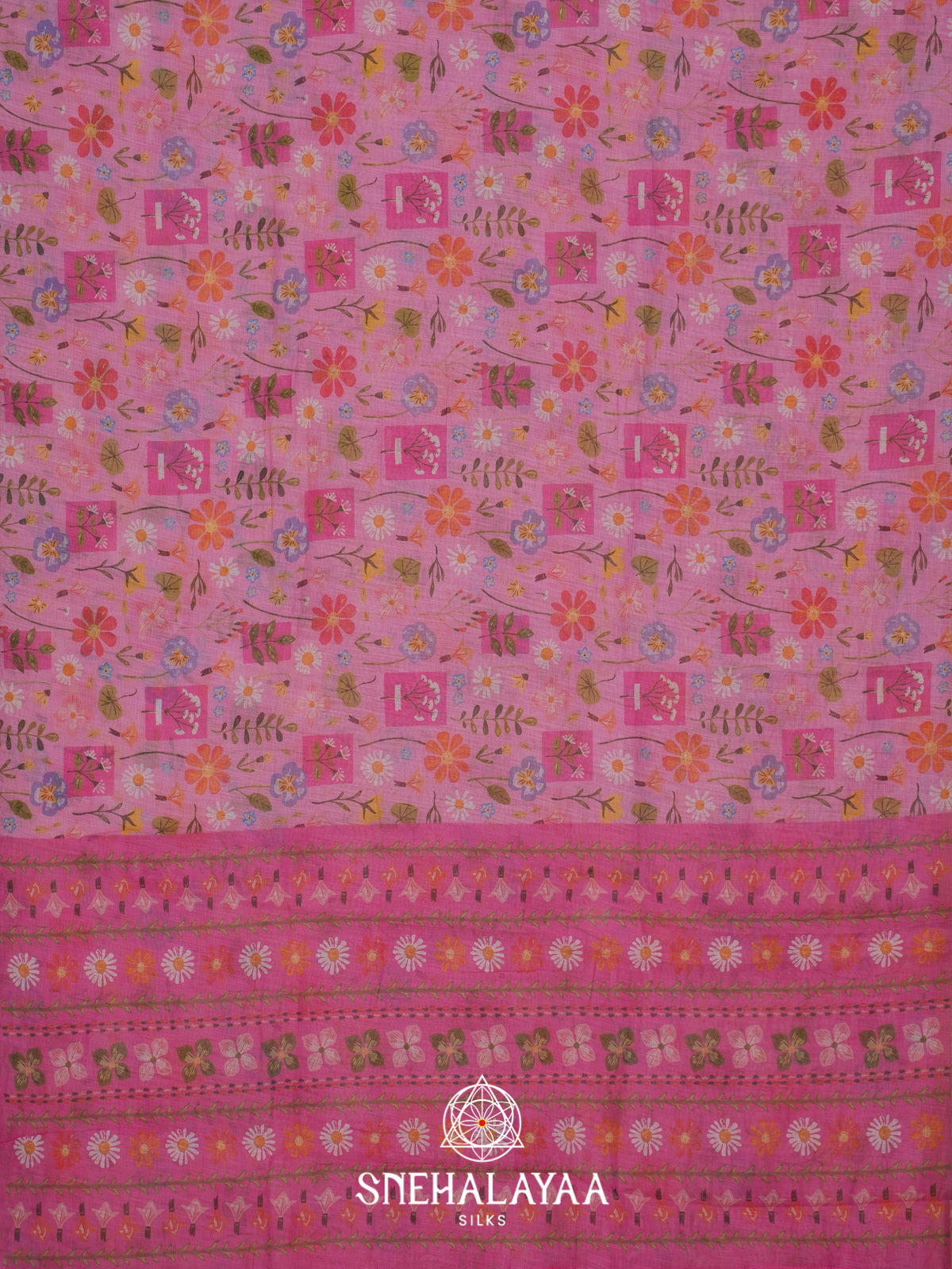 Pink Linen Saree