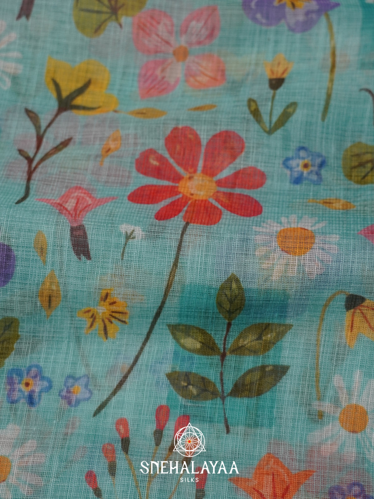 Sky Blue Linen Saree