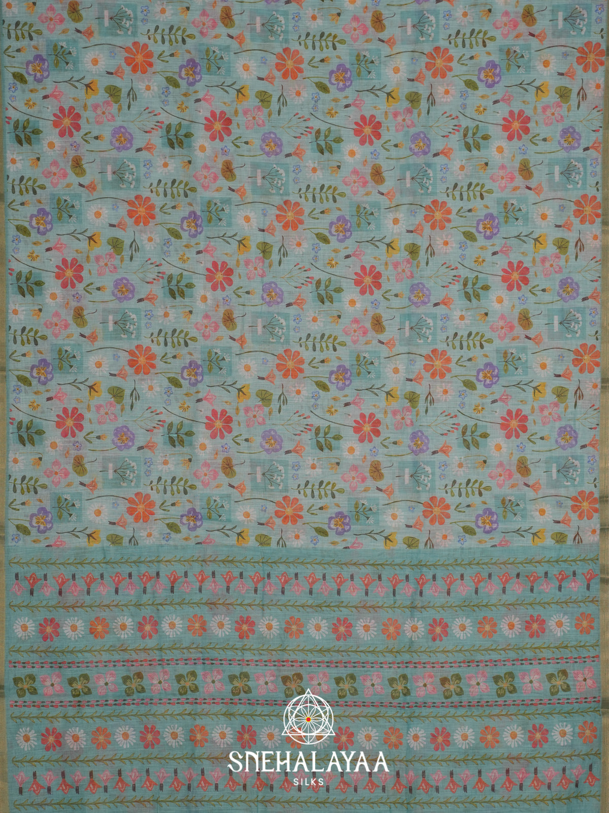 Sky Blue Linen Saree