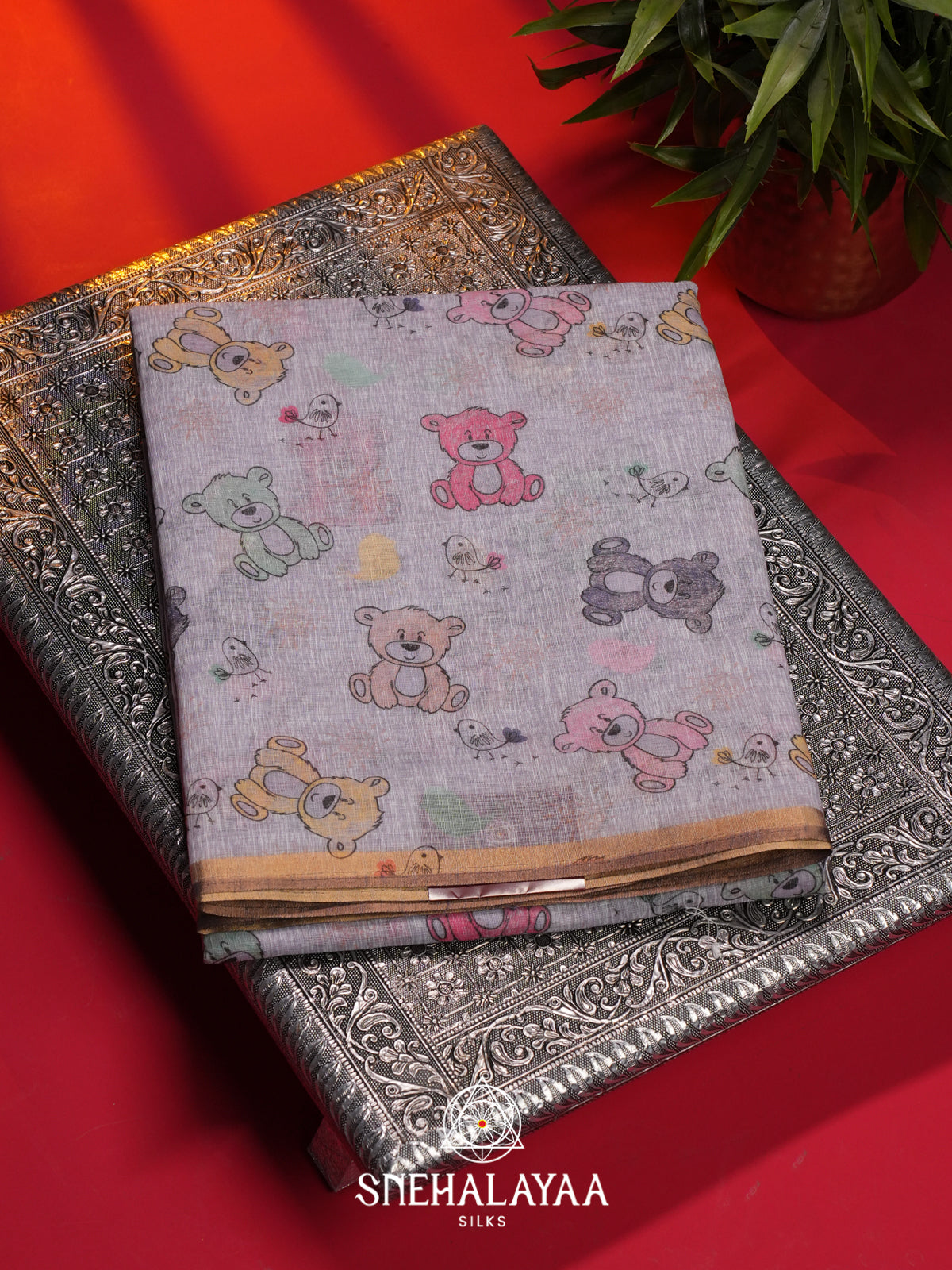 Grey Linen Saree
