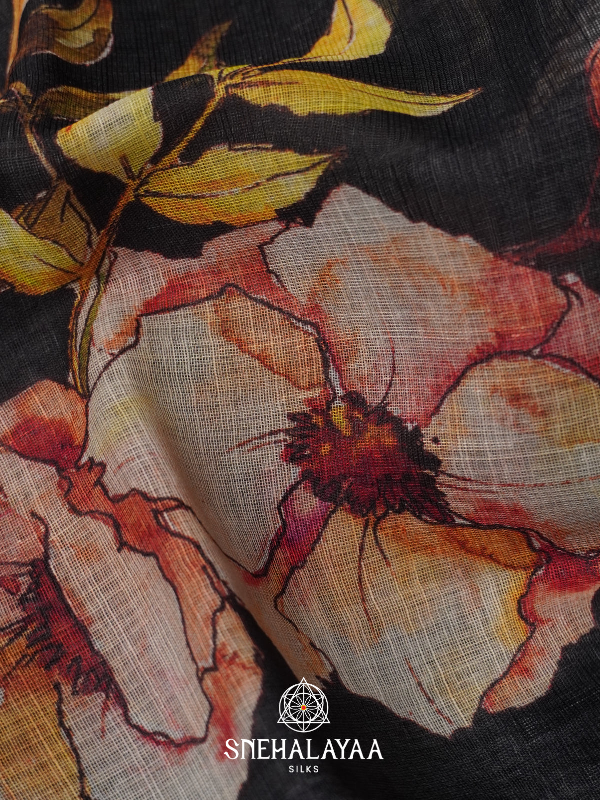 Black Linen Saree